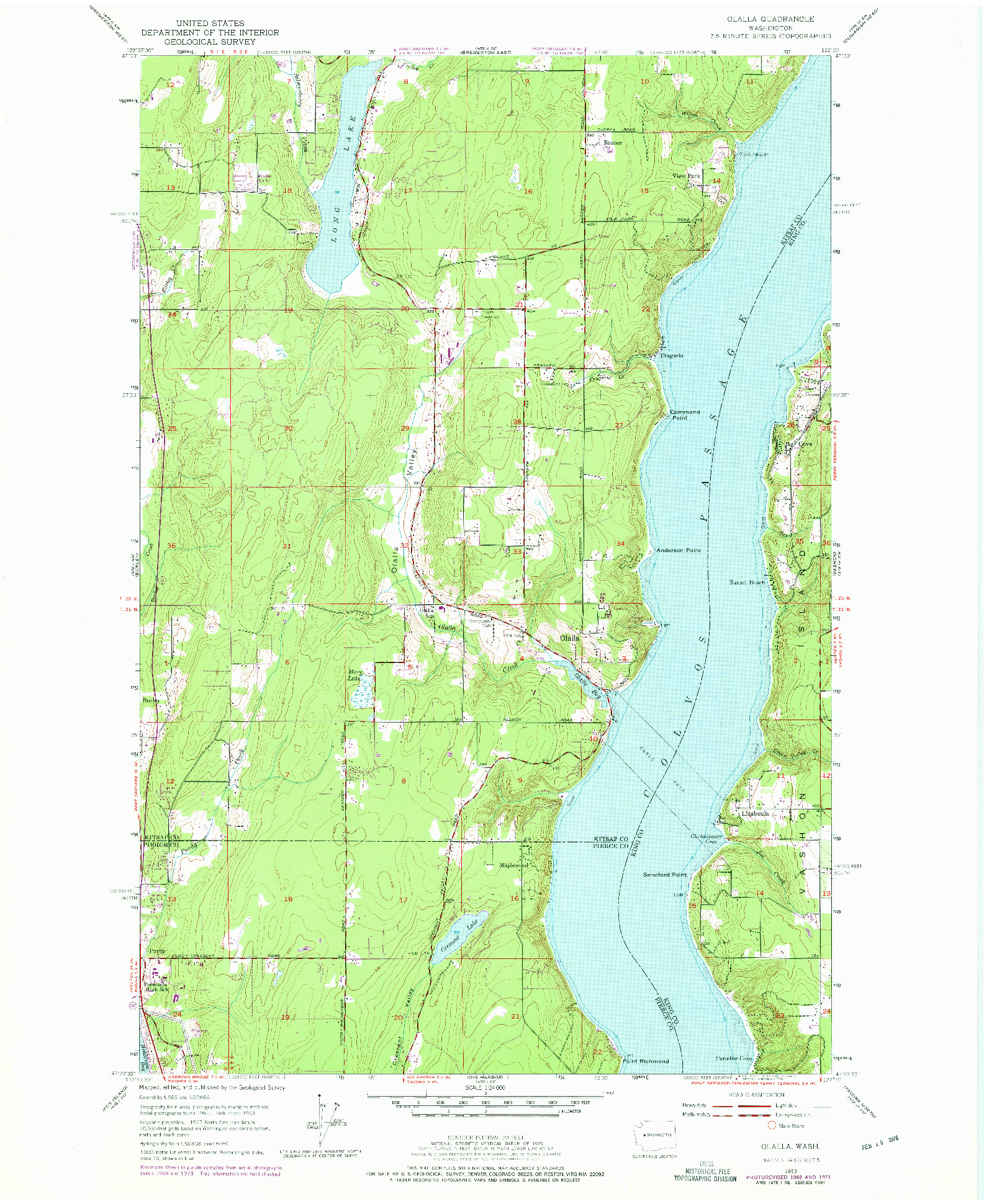 USGS 1:24000-SCALE QUADRANGLE FOR OLALLA, WA 1953