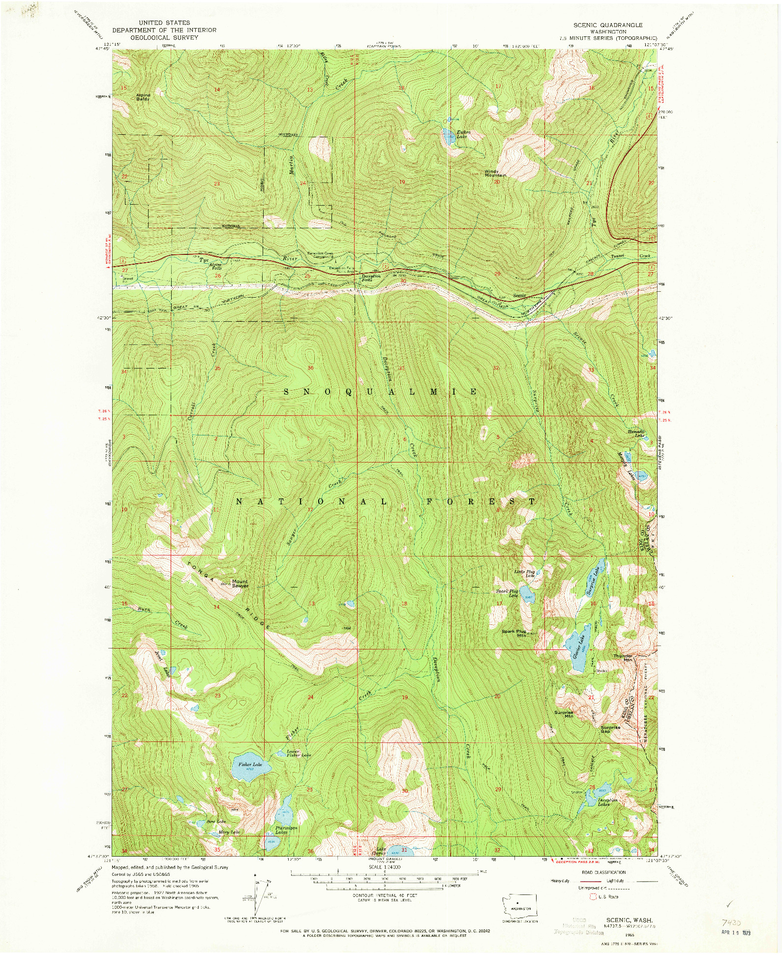 USGS 1:24000-SCALE QUADRANGLE FOR SCENIC, WA 1965