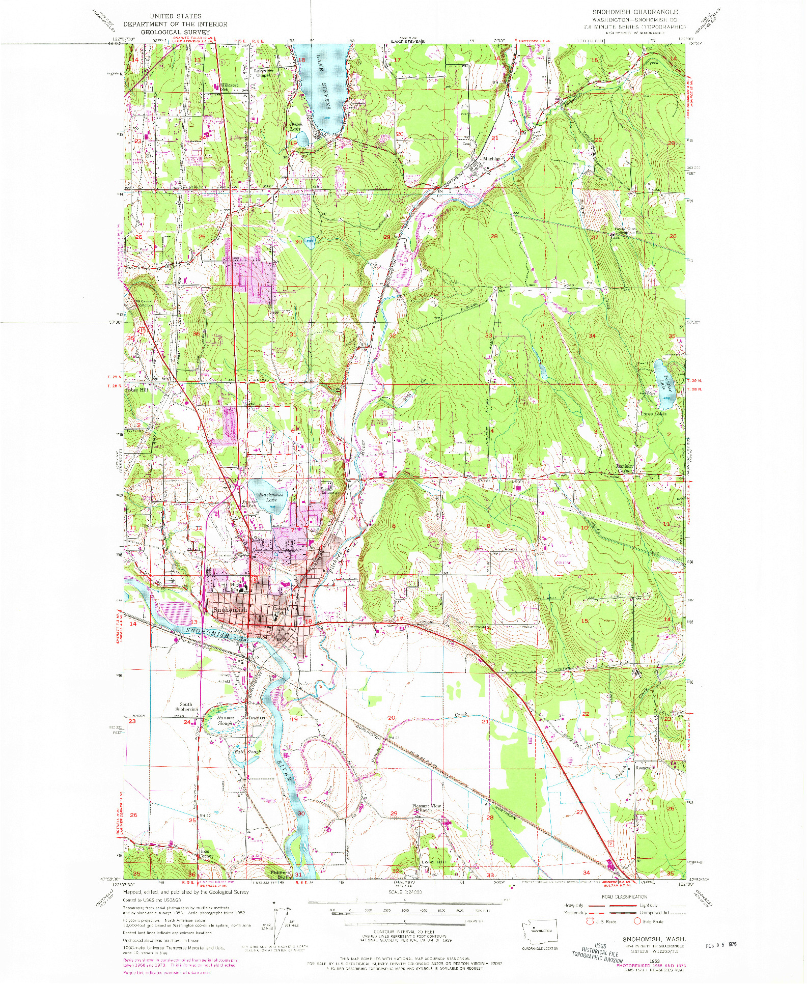 USGS 1:24000-SCALE QUADRANGLE FOR SNOHOMISH, WA 1953