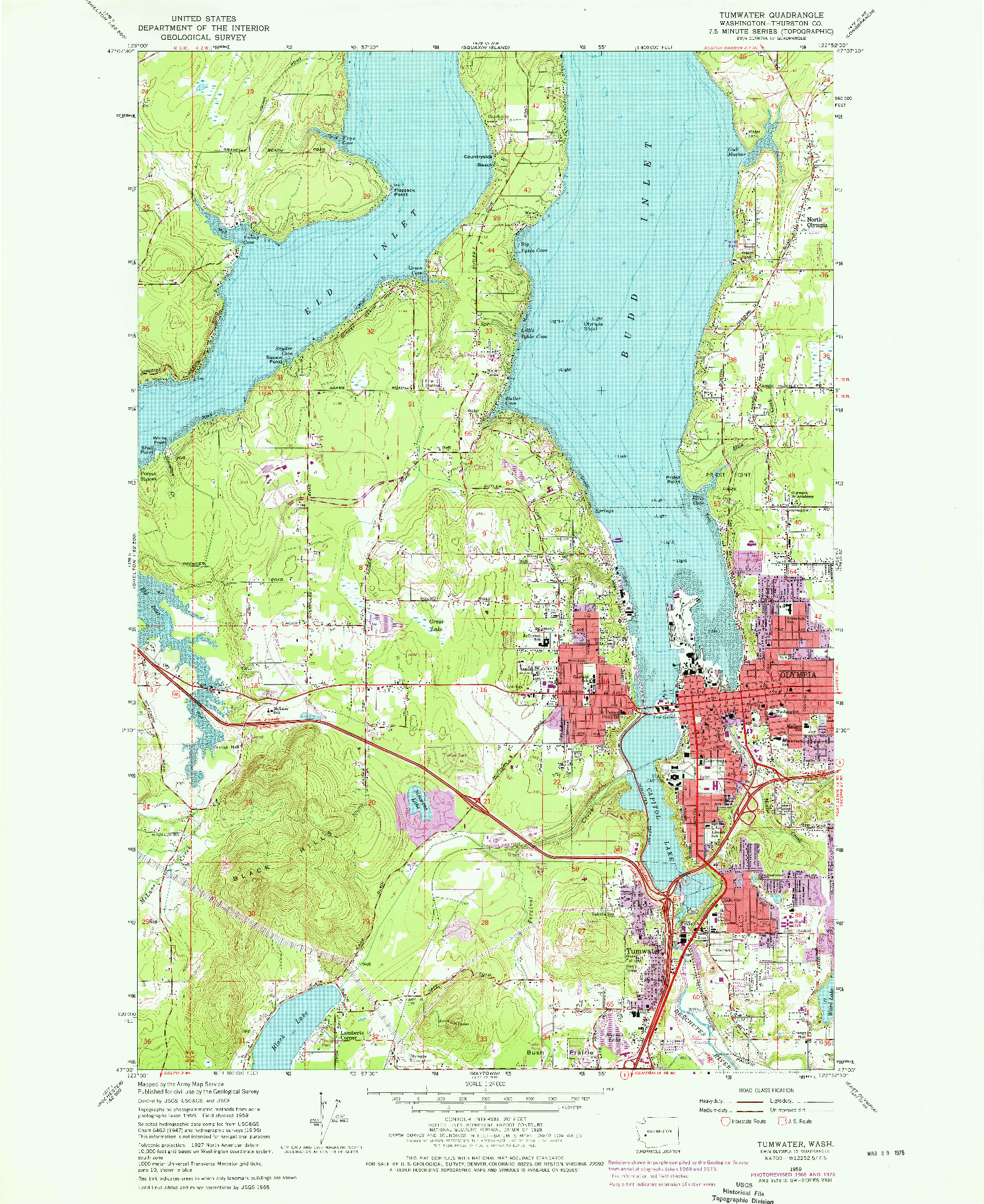 USGS 1:24000-SCALE QUADRANGLE FOR TUMWATER, WA 1959