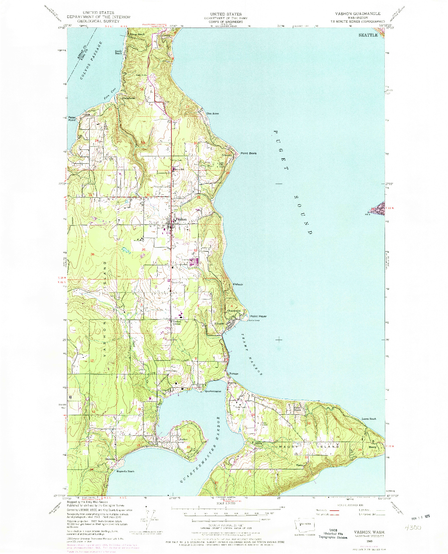 USGS 1:24000-SCALE QUADRANGLE FOR VASHON, WA 1949