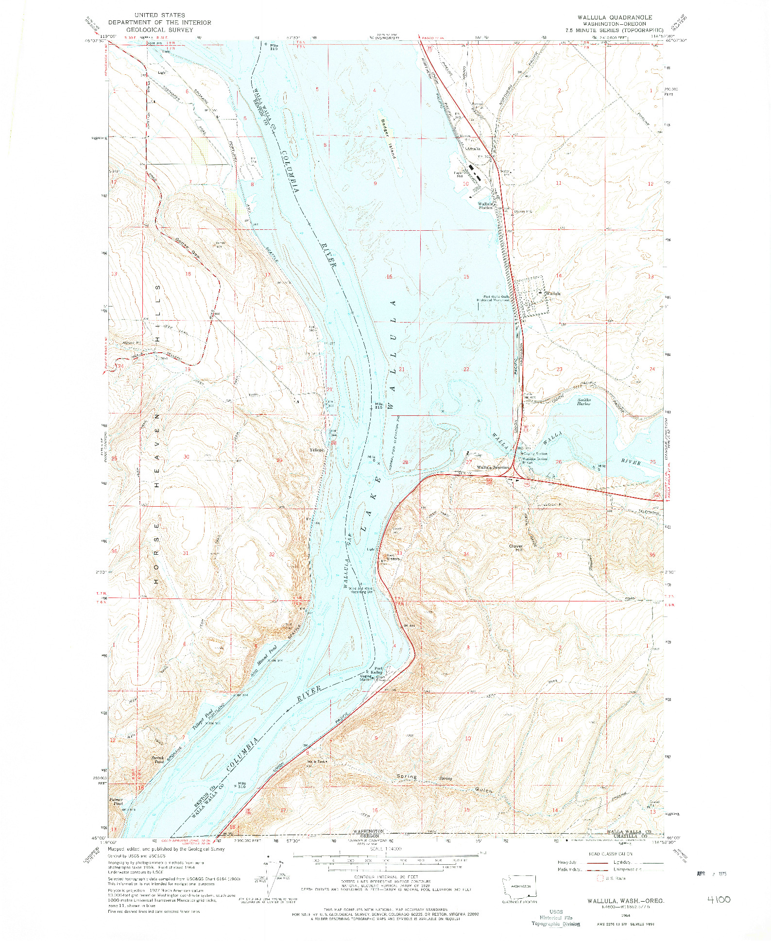 USGS 1:24000-SCALE QUADRANGLE FOR WALLULA, WA 1964