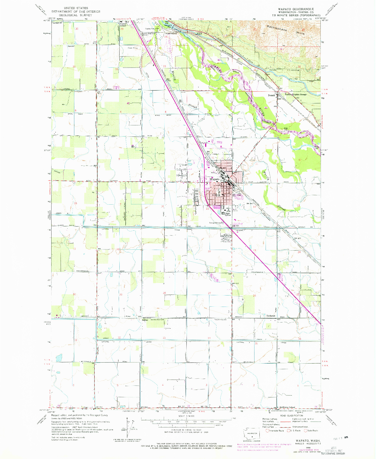 USGS 1:24000-SCALE QUADRANGLE FOR WAPATO, WA 1958