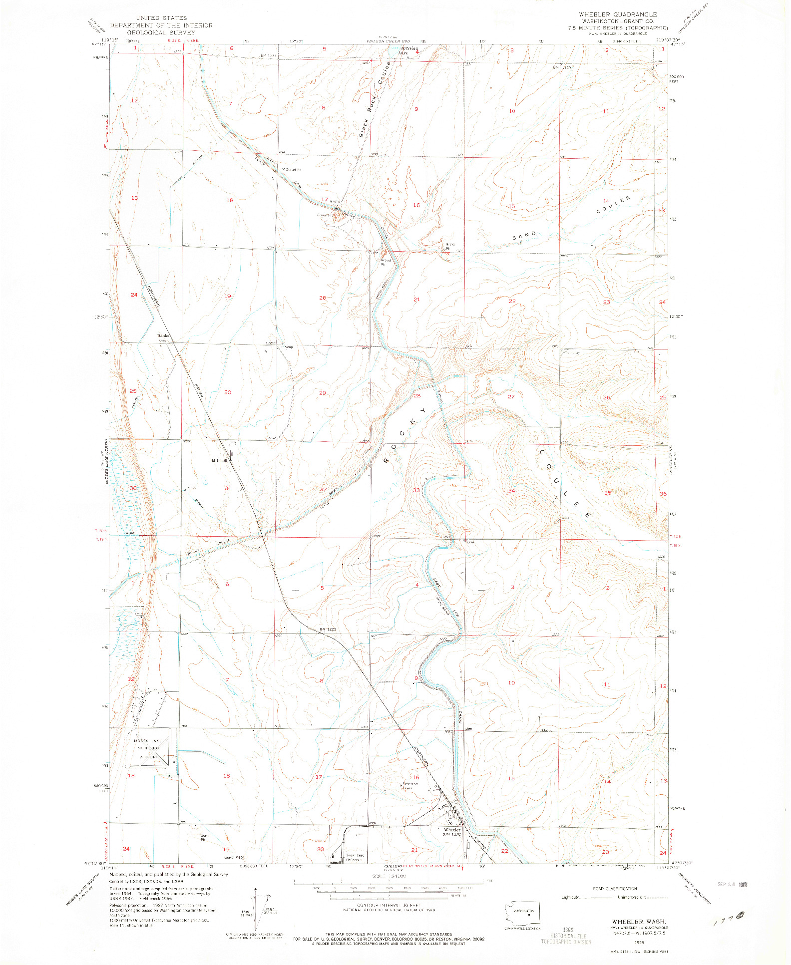 USGS 1:24000-SCALE QUADRANGLE FOR WHEELER, WA 1956