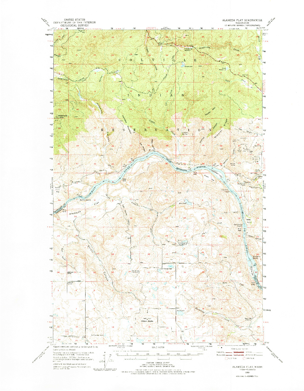 USGS 1:62500-SCALE QUADRANGLE FOR ALAMEDA FLAT, WA 1950