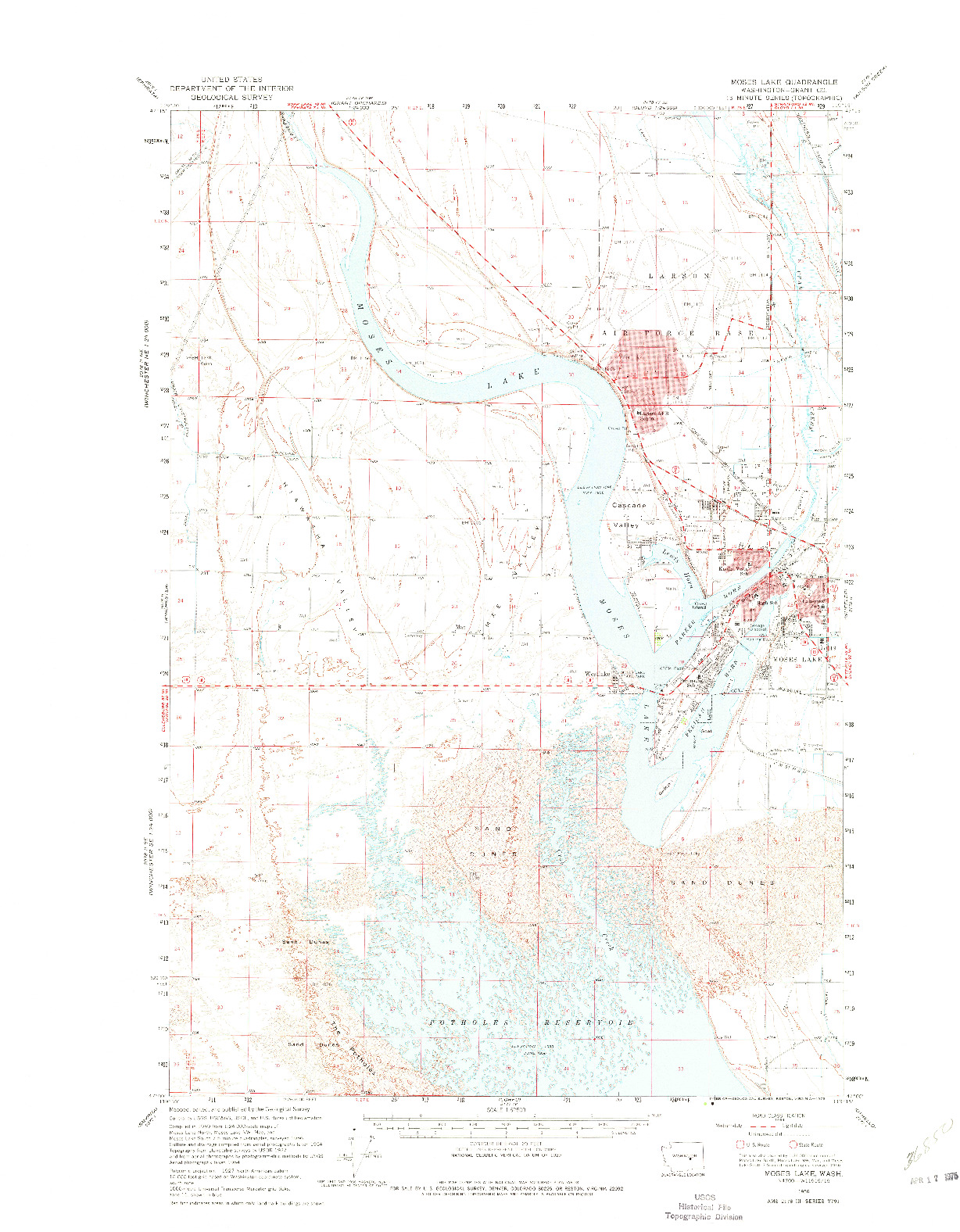 USGS 1:62500-SCALE QUADRANGLE FOR MOSES LAKE, WA 1956