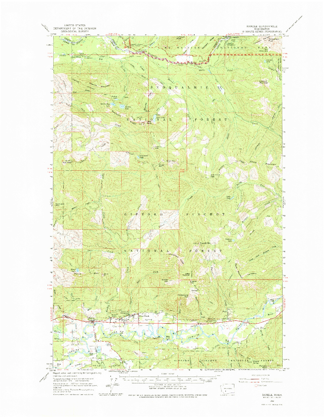 USGS 1:62500-SCALE QUADRANGLE FOR RANDLE, WA 1962