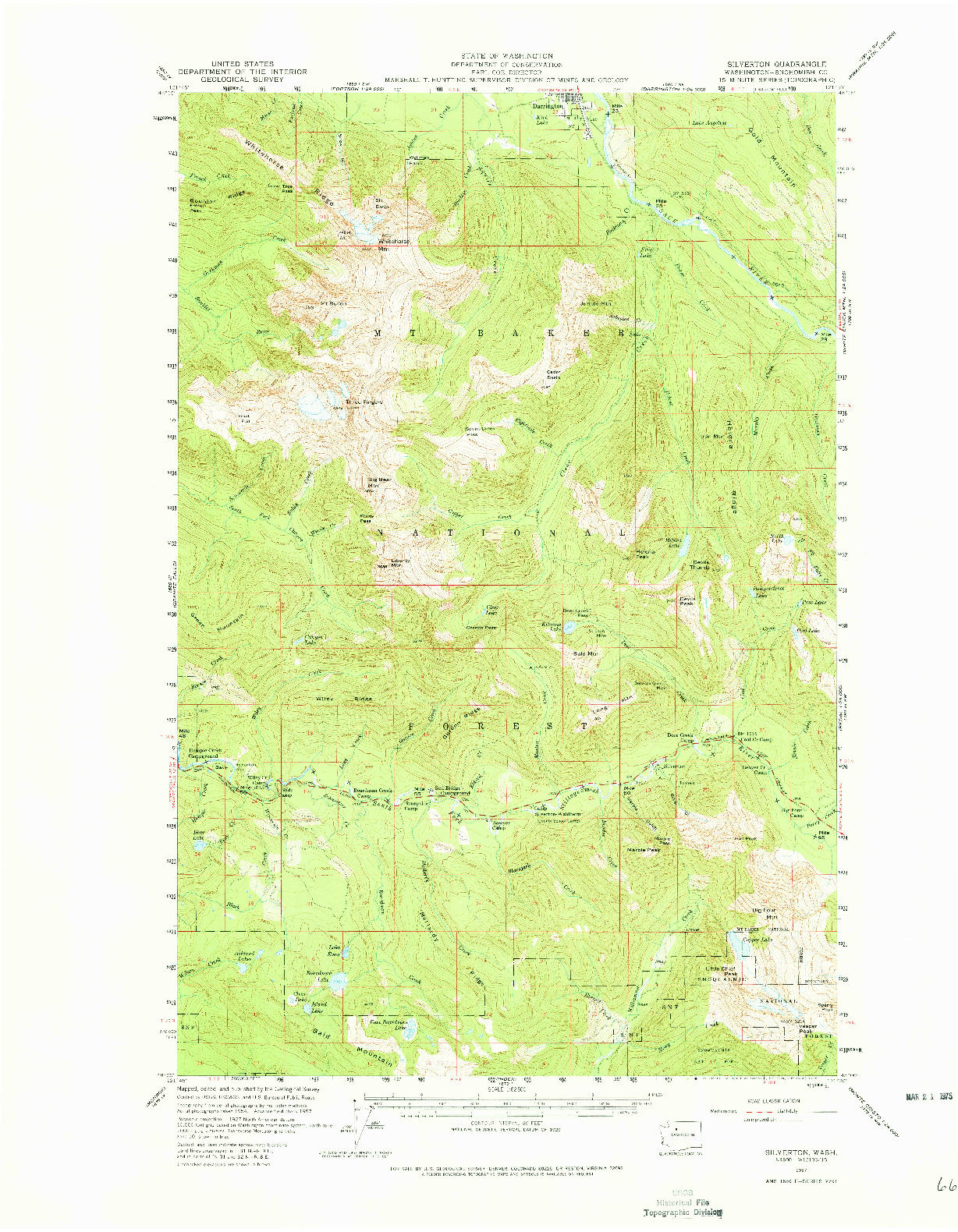 USGS 1:62500-SCALE QUADRANGLE FOR SILVERTON, WA 1957