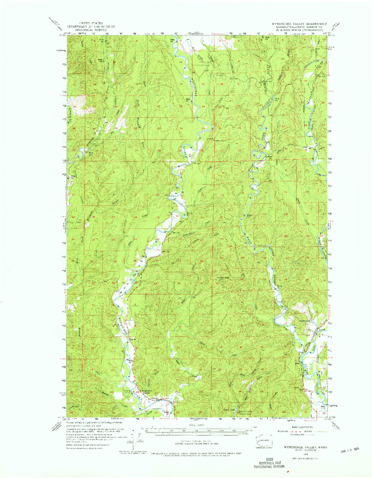 USGS 1:62500-SCALE QUADRANGLE FOR WYNOOCHEE VALLEY, WA 1955