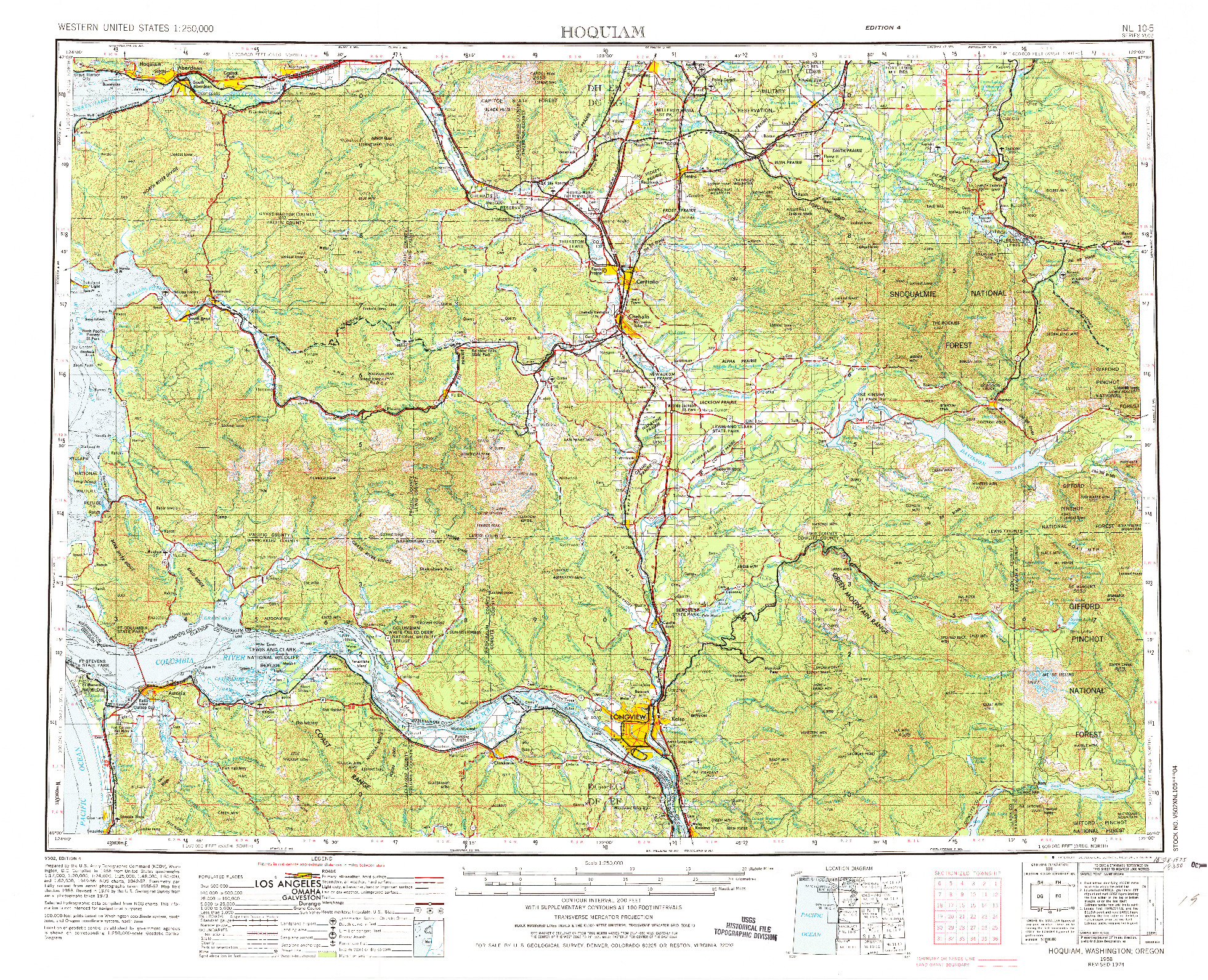 USGS 1:250000-SCALE QUADRANGLE FOR HOQUIAM, WA 1958