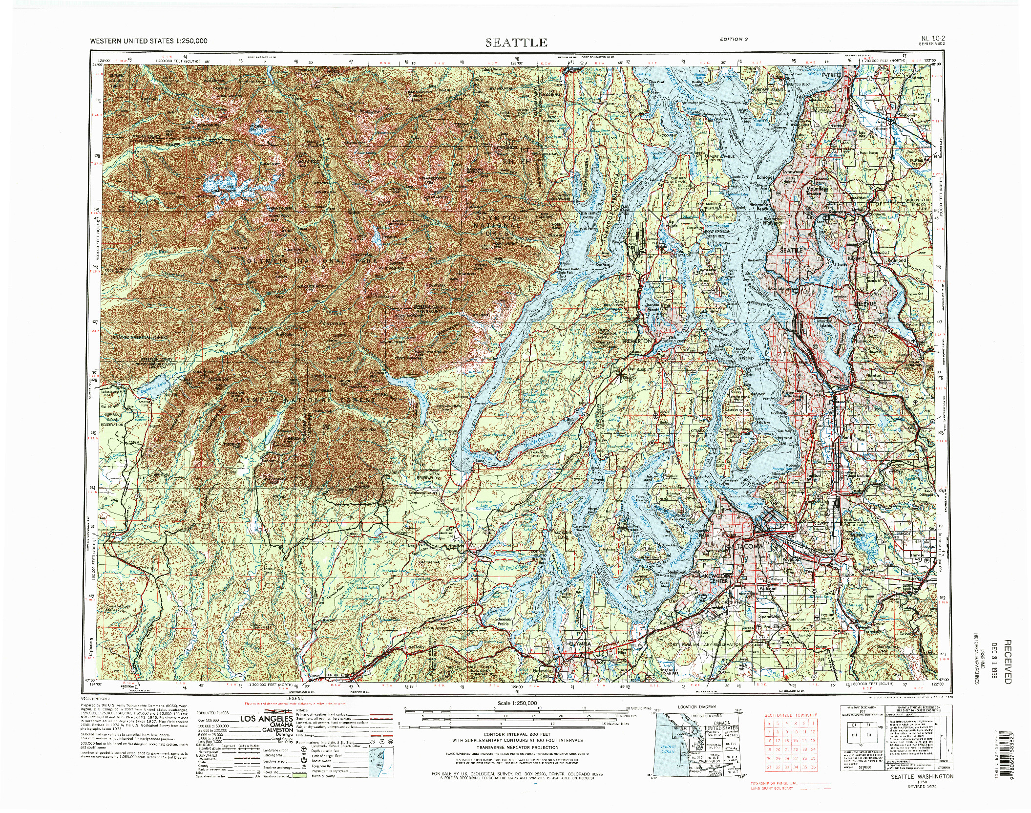 USGS 1:250000-SCALE QUADRANGLE FOR SEATTLE, WA 1958