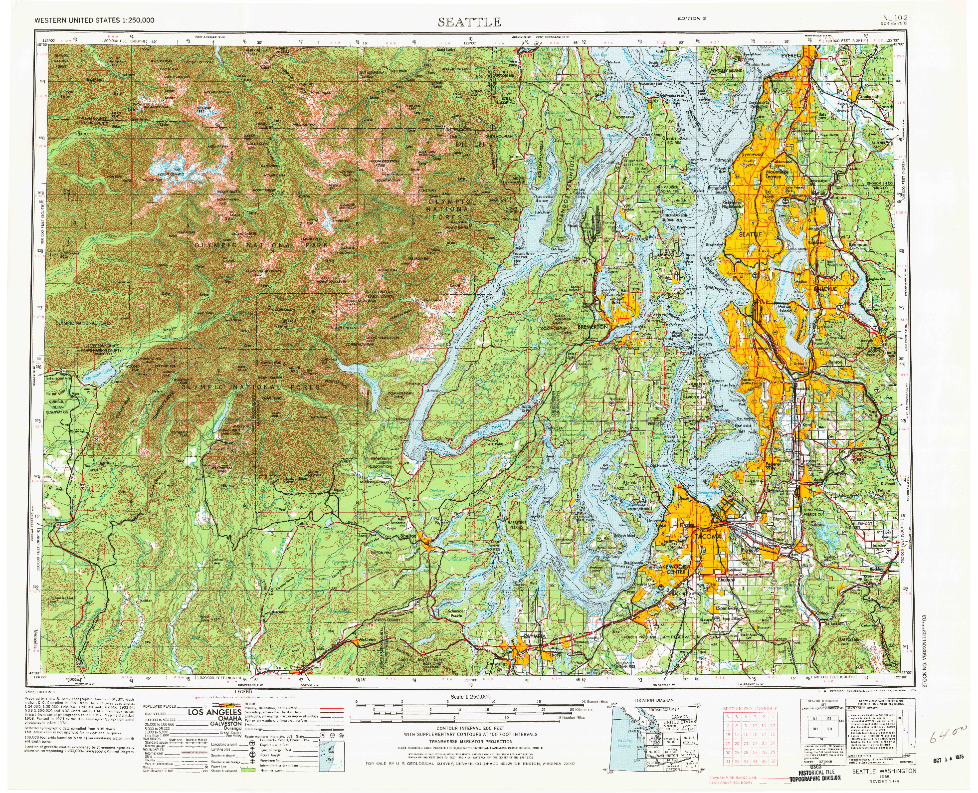 USGS 1:250000-SCALE QUADRANGLE FOR SEATTLE, WA 1958