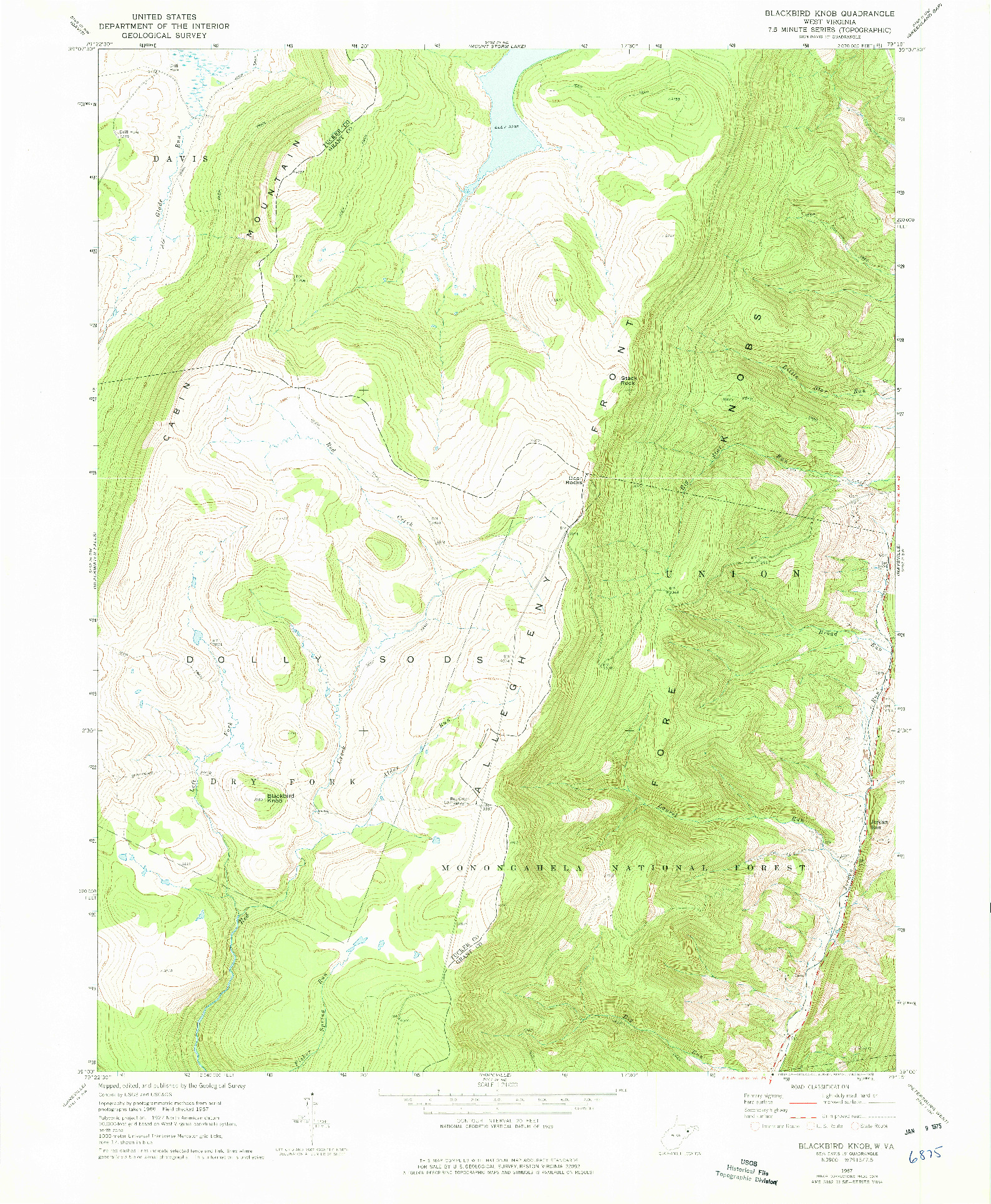 USGS 1:24000-SCALE QUADRANGLE FOR BLACKBIRD KNOB, WV 1967