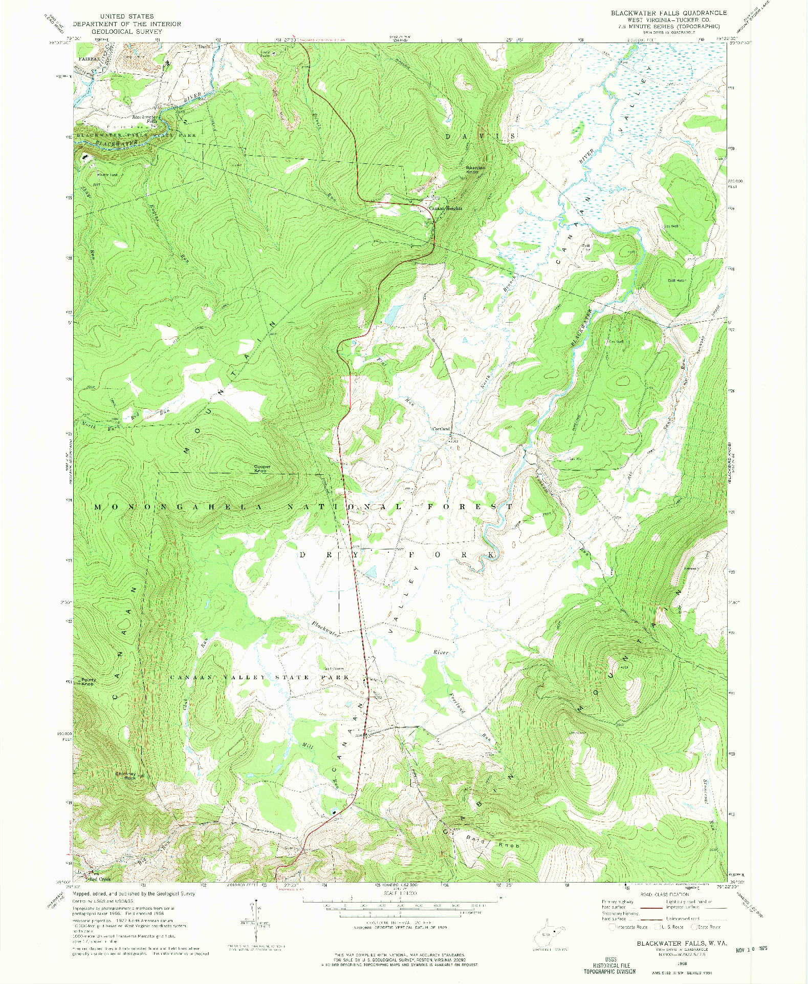 USGS 1:24000-SCALE QUADRANGLE FOR BLACKWATER FALLS, WV 1968