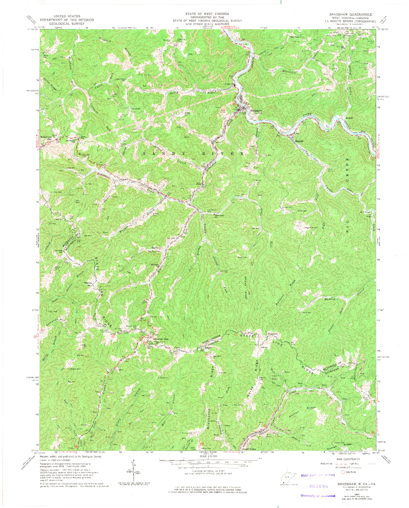 USGS 1:24000-SCALE QUADRANGLE FOR BRADSHAW, WV 1964