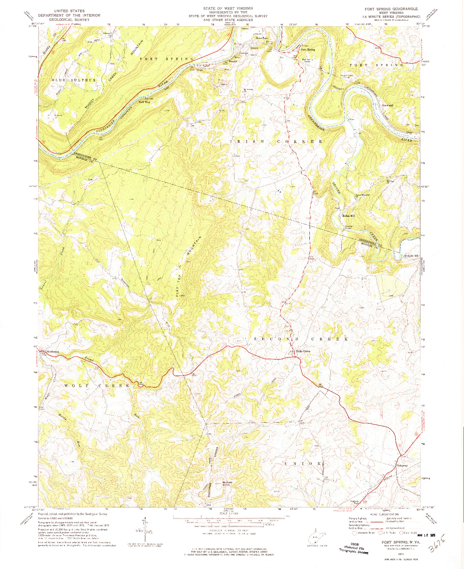 USGS 1:24000-SCALE QUADRANGLE FOR FORT SPRING, WV 1971