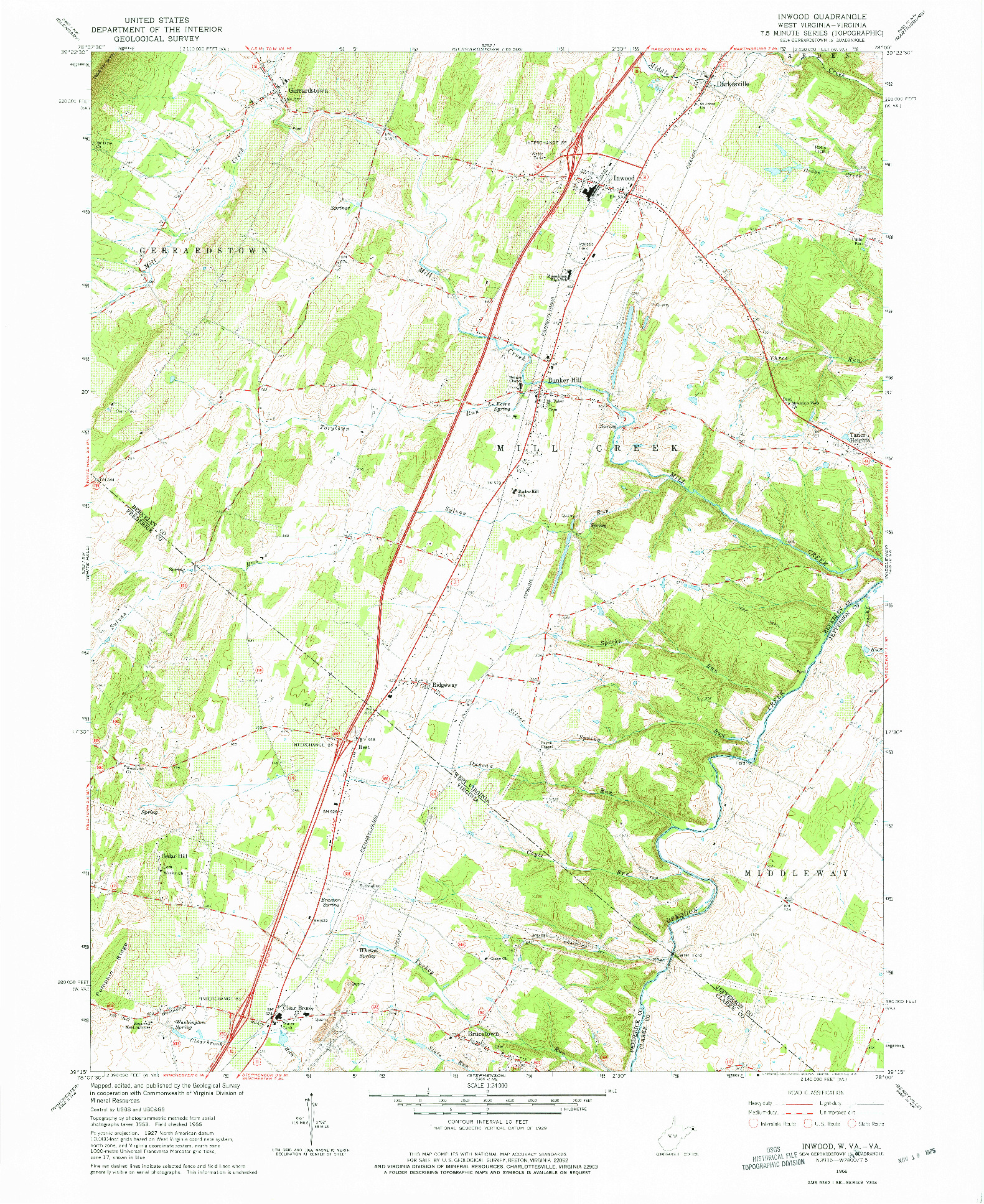 USGS 1:24000-SCALE QUADRANGLE FOR INWOOD, WV 1966