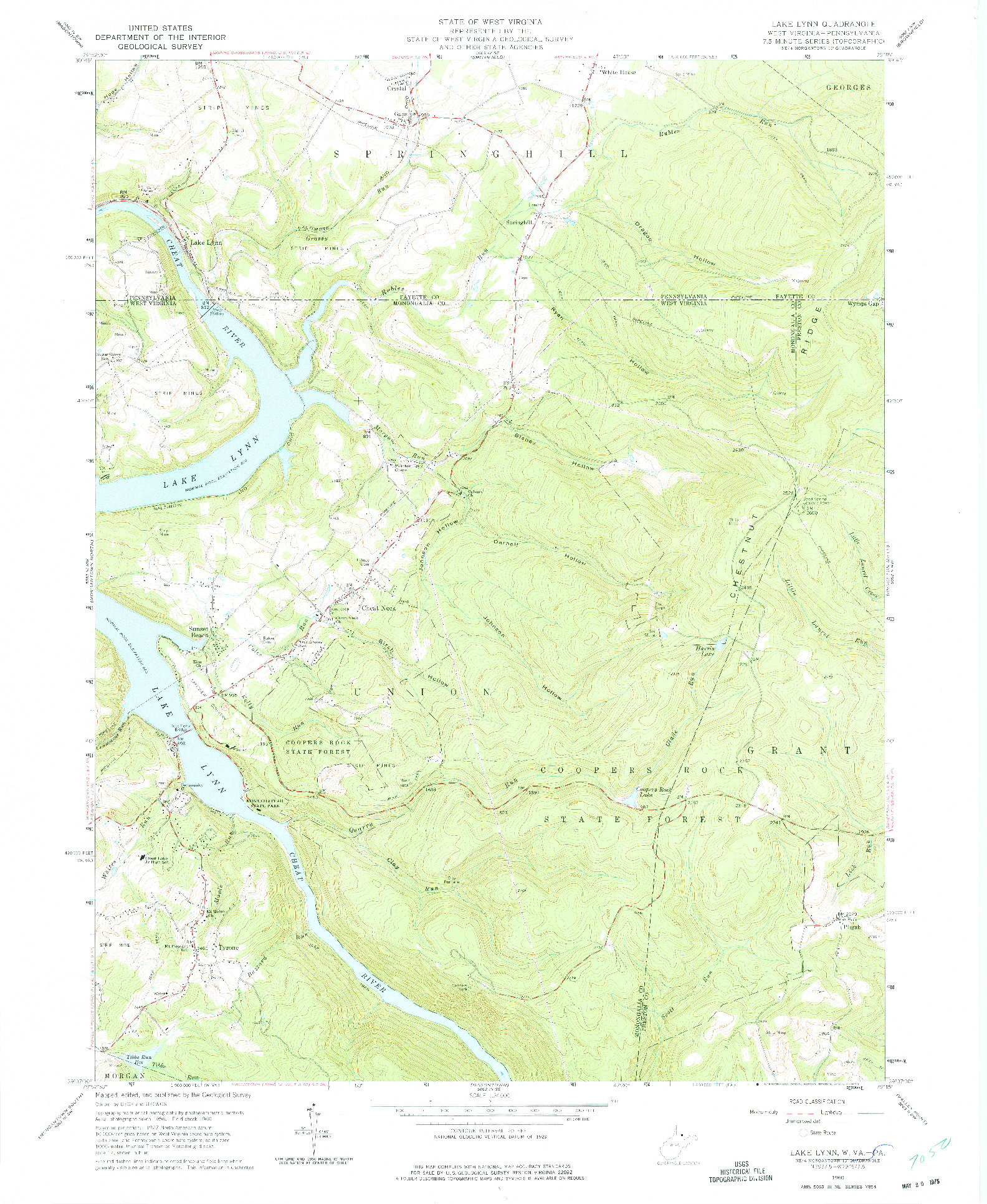USGS 1:24000-SCALE QUADRANGLE FOR LAKE LYNN, WV 1960