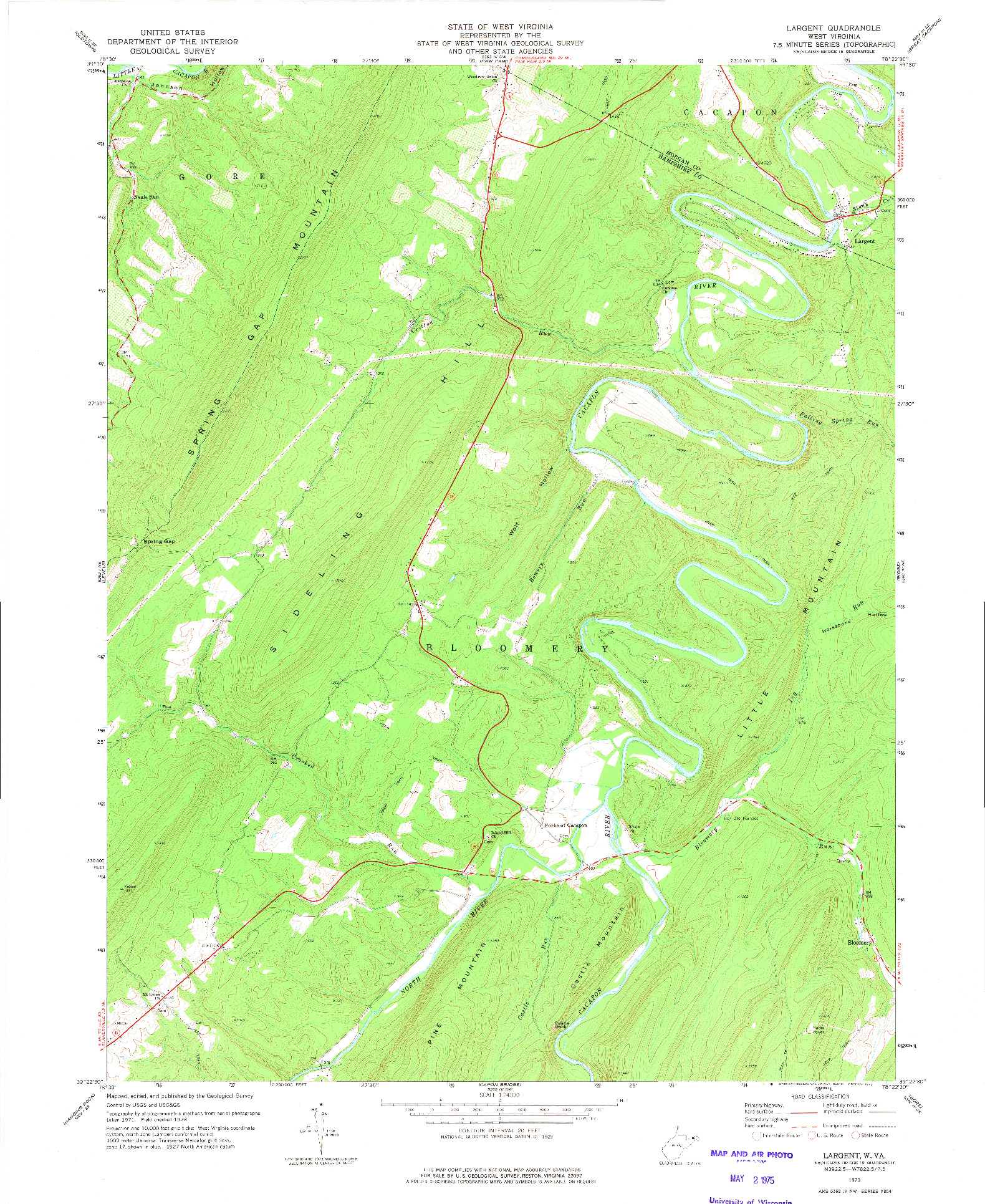 USGS 1:24000-SCALE QUADRANGLE FOR LARGENT, WV 1973