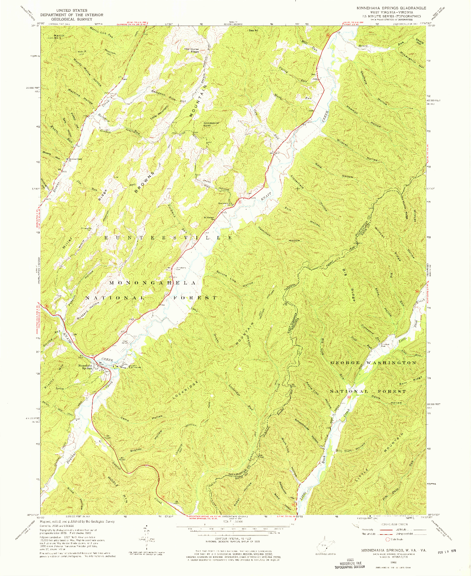 USGS 1:24000-SCALE QUADRANGLE FOR MINNEHAHA SPRINGS, WV 1962