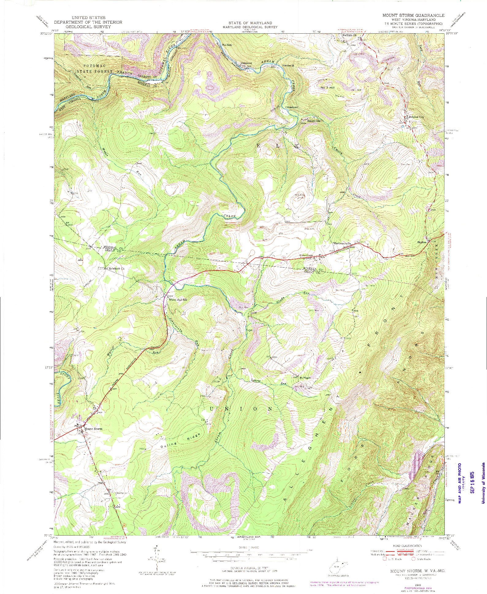 USGS 1:24000-SCALE QUADRANGLE FOR MOUNT STORM, WV 1949