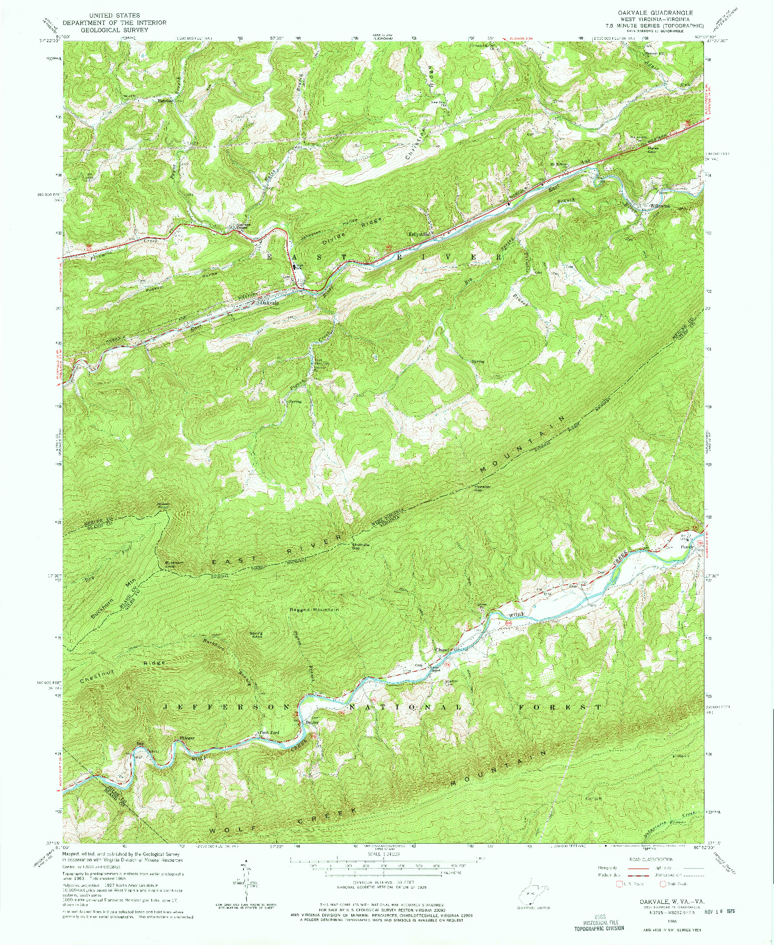 USGS 1:24000-SCALE QUADRANGLE FOR OAKVALE, WV 1965