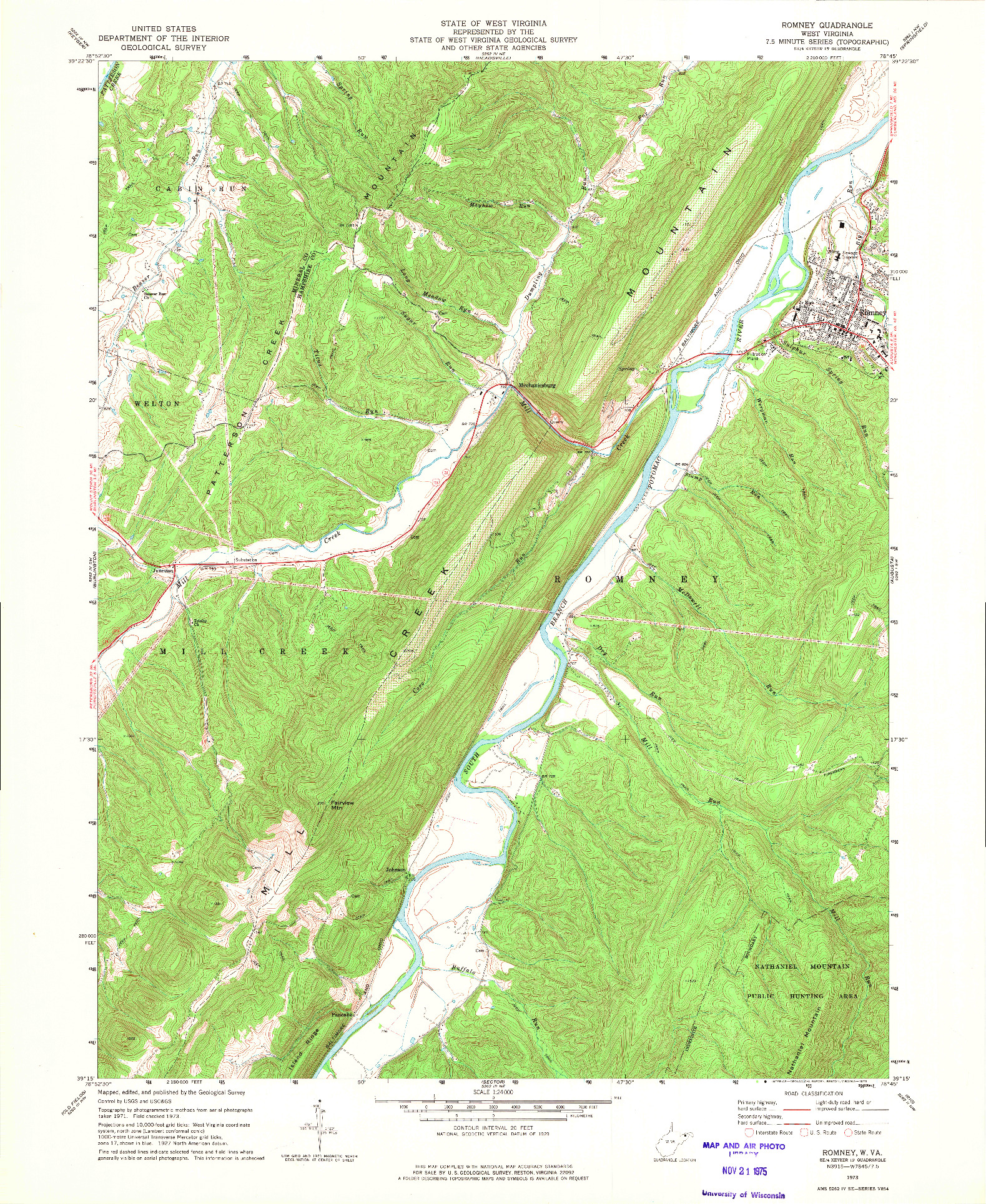 USGS 1:24000-SCALE QUADRANGLE FOR ROMNEY, WV 1973