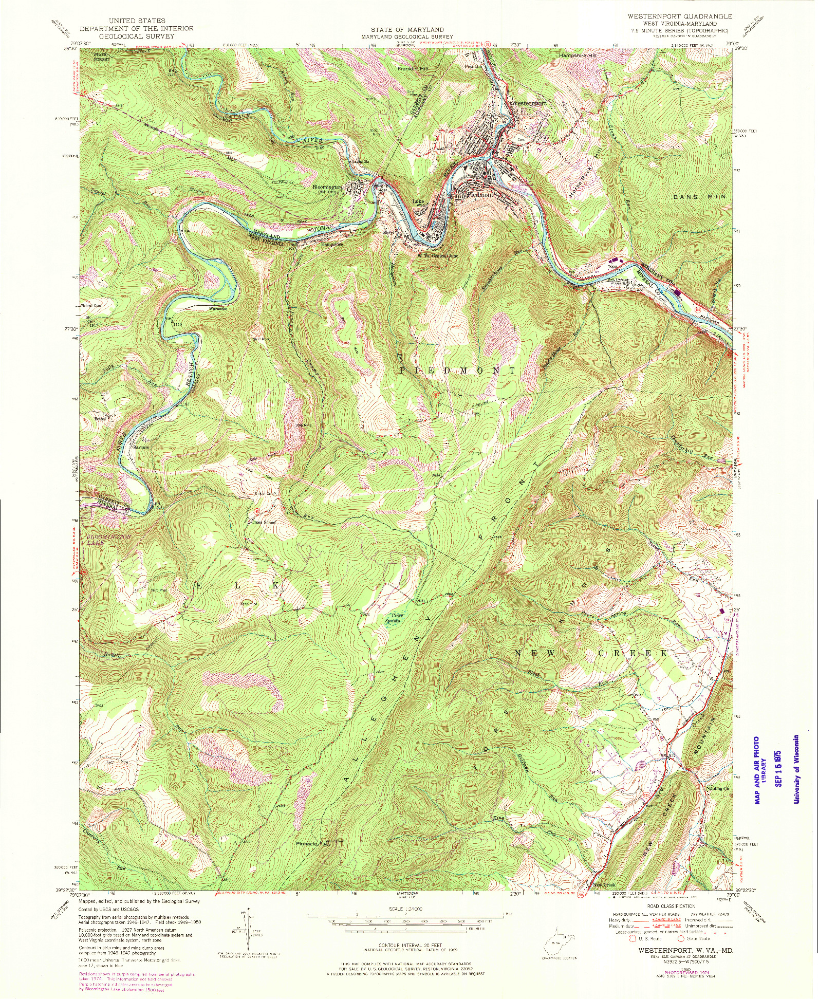 USGS 1:24000-SCALE QUADRANGLE FOR WESTERNPORT, WV 1950