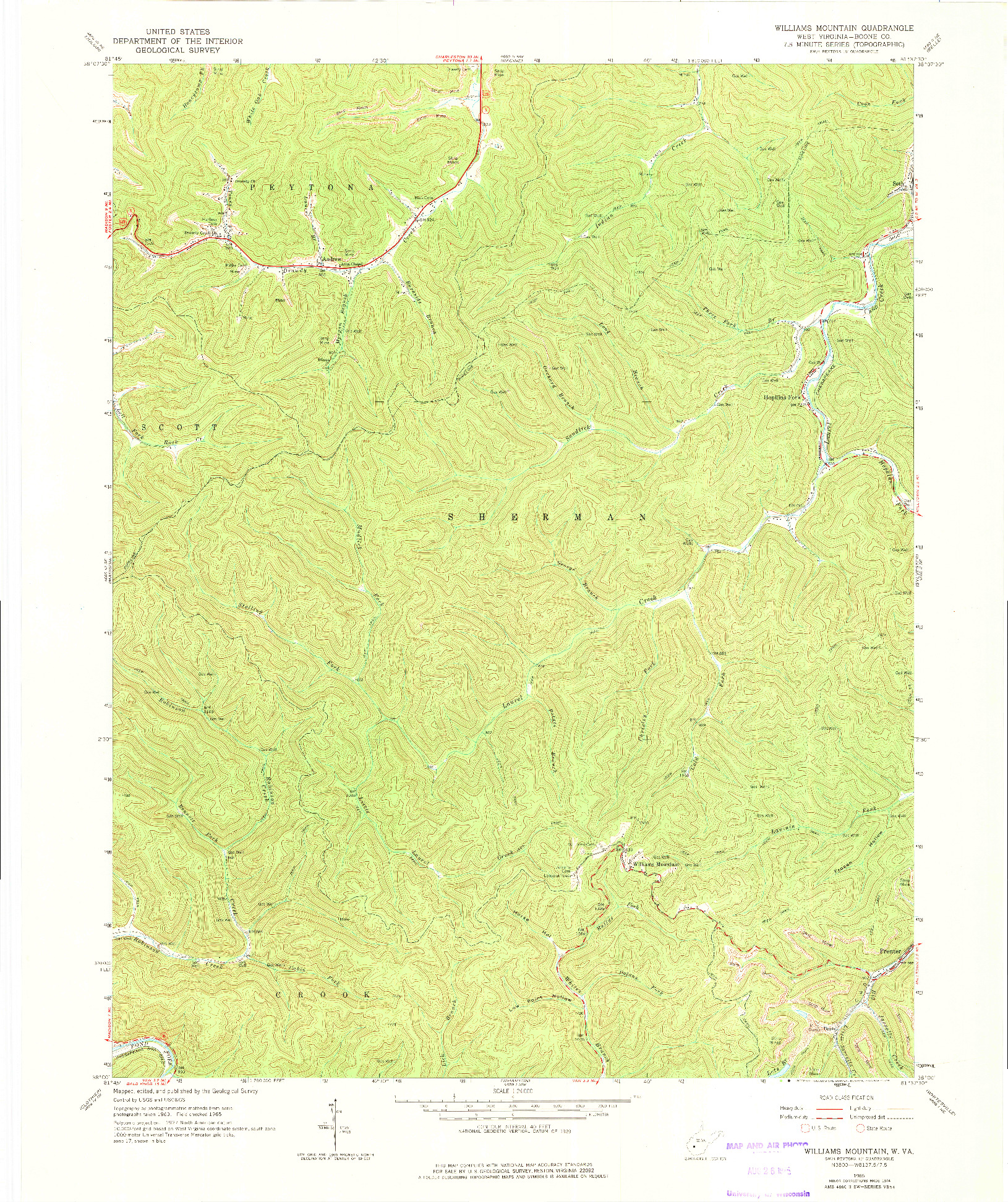 USGS 1:24000-SCALE QUADRANGLE FOR WILLIAMS MOUNTAIN, WV 1965