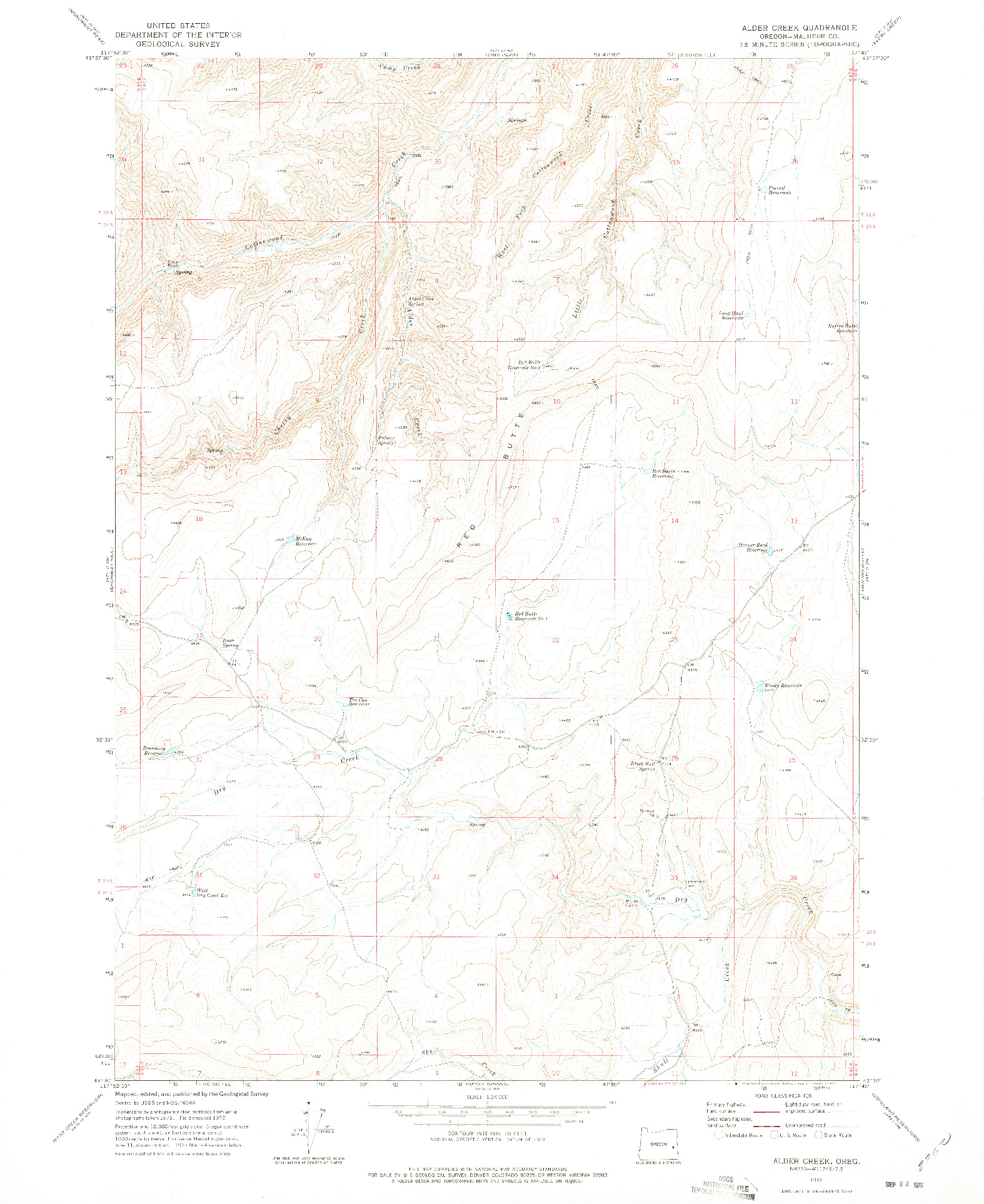 USGS 1:24000-SCALE QUADRANGLE FOR ALDER CREEK, OR 1972