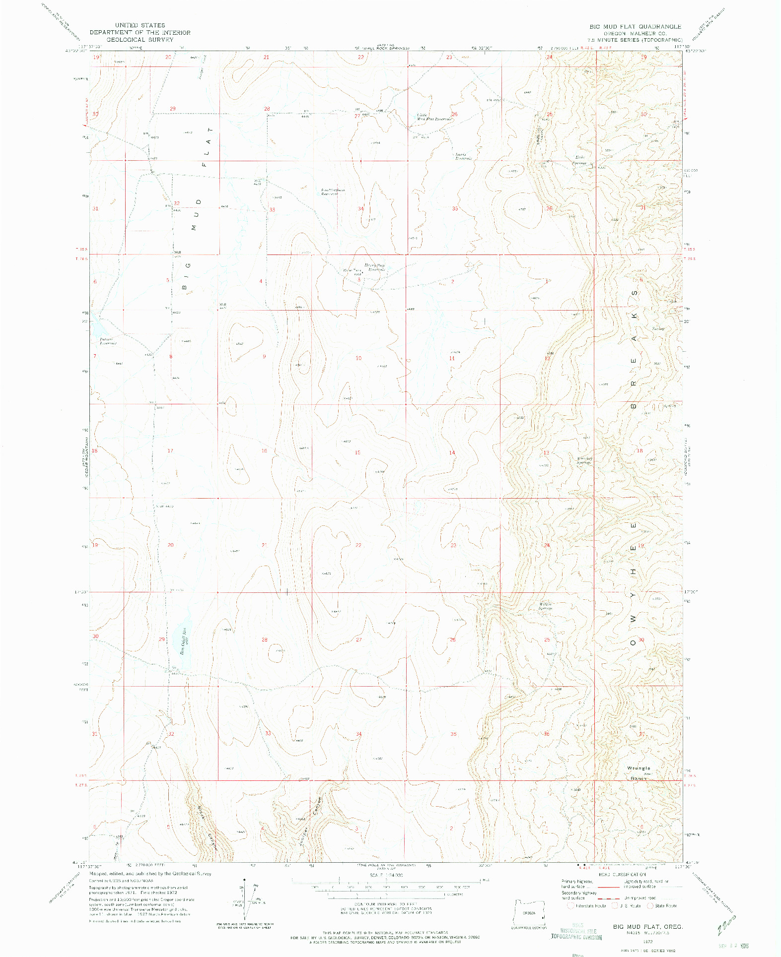 USGS 1:24000-SCALE QUADRANGLE FOR BIG MUD FLAT, OR 1972