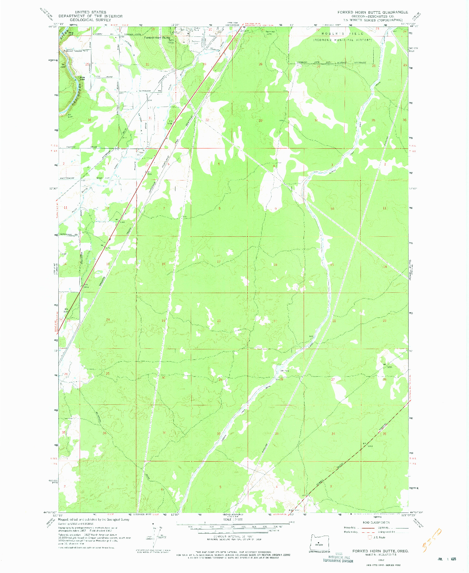 USGS 1:24000-SCALE QUADRANGLE FOR FORKED HORN BUTTE, OR 1962
