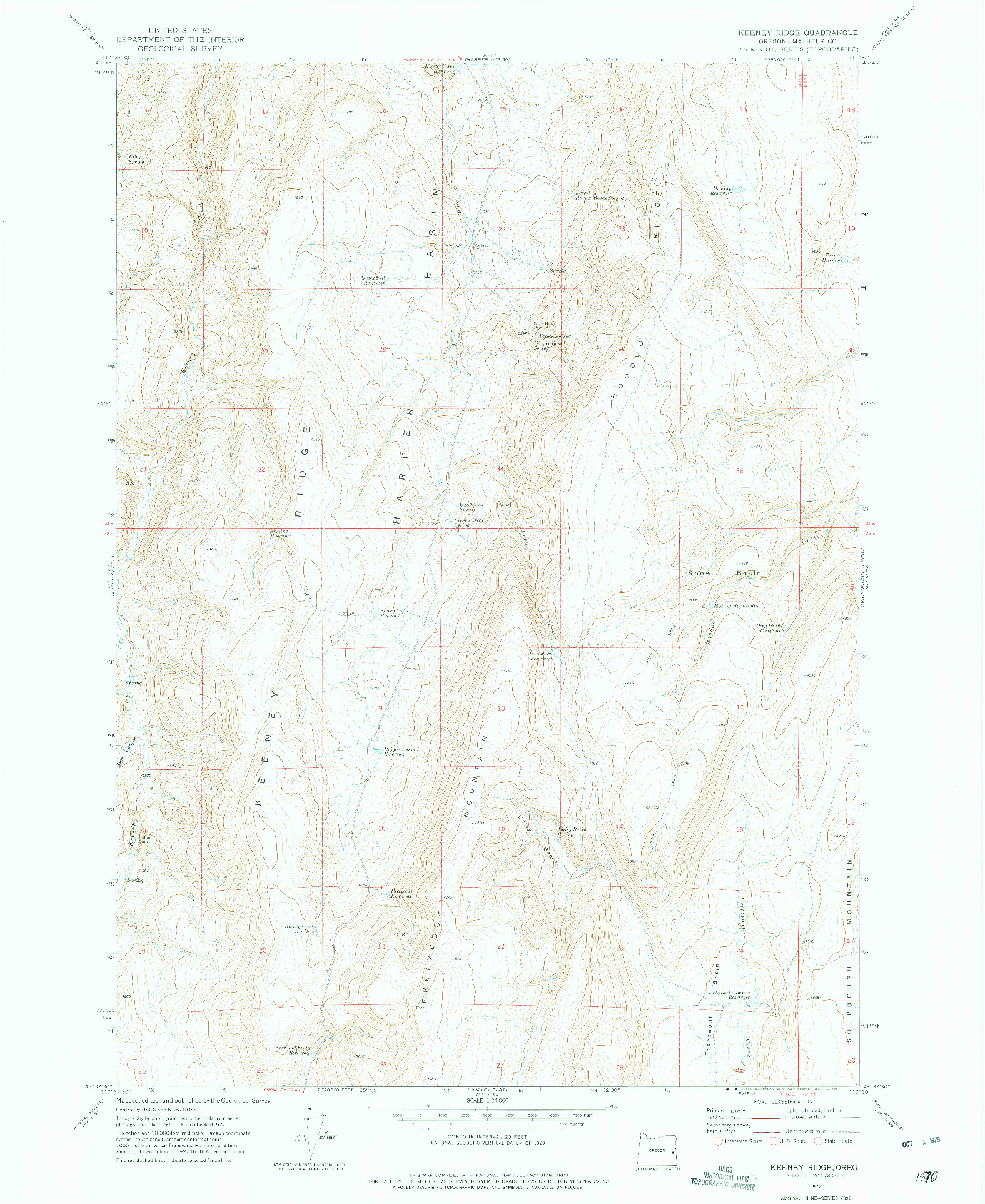 USGS 1:24000-SCALE QUADRANGLE FOR KEENEY RIDGE, OR 1972