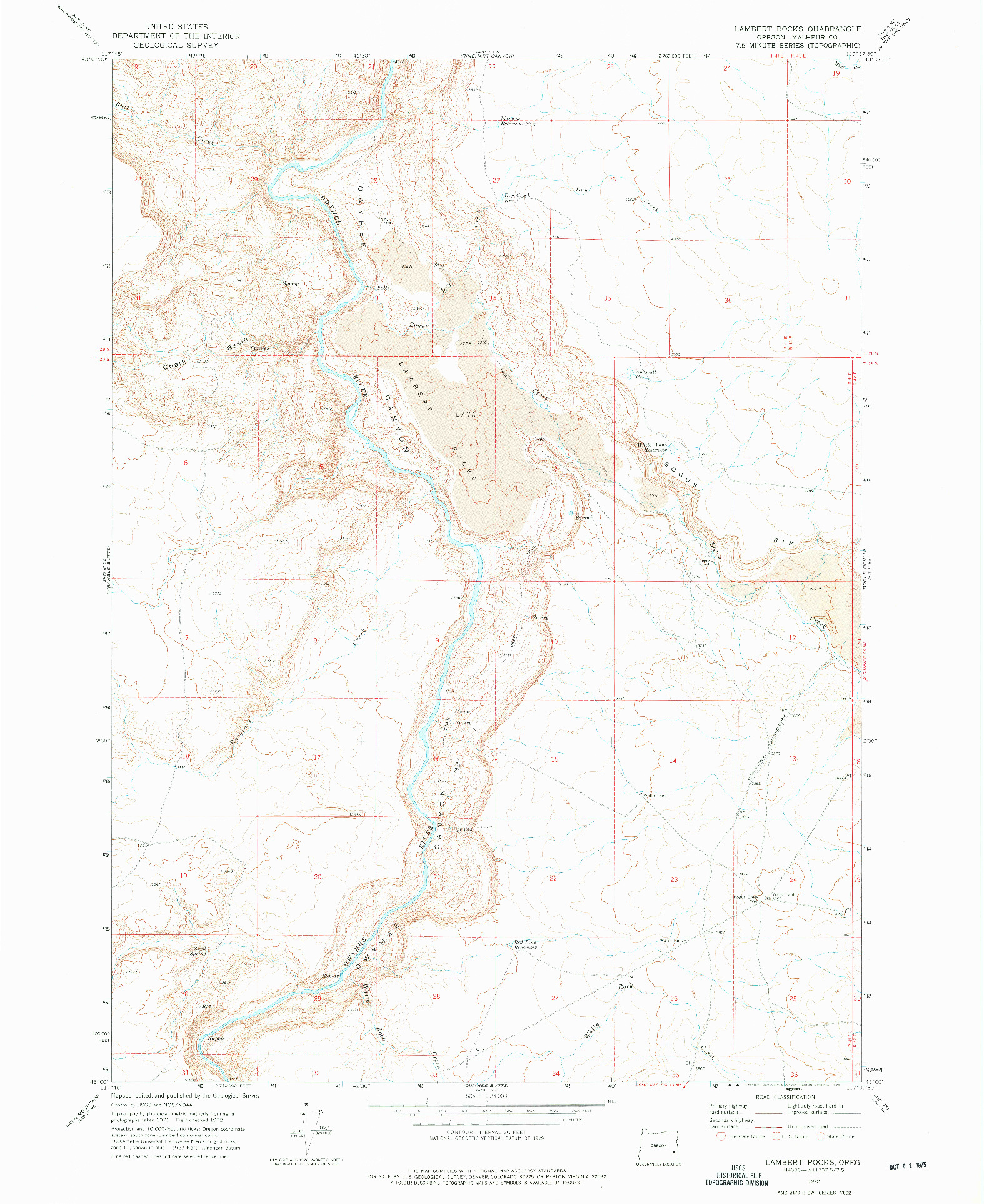 USGS 1:24000-SCALE QUADRANGLE FOR LAMBERT ROCKS, OR 1972