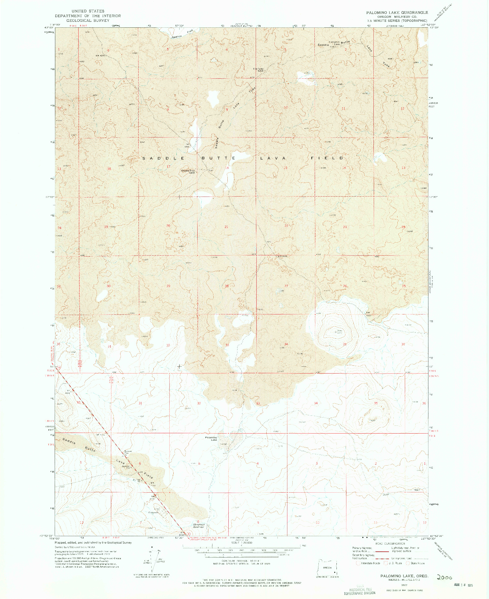 USGS 1:24000-SCALE QUADRANGLE FOR PALOMINO LAKE, OR 1972