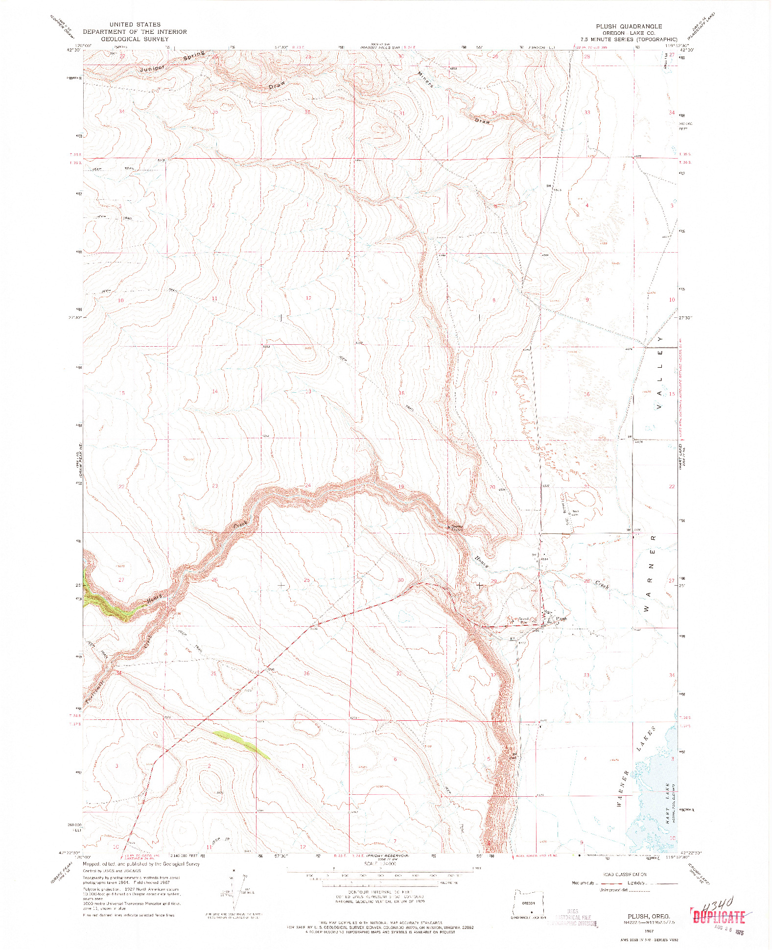 USGS 1:24000-SCALE QUADRANGLE FOR PLUSH, OR 1967