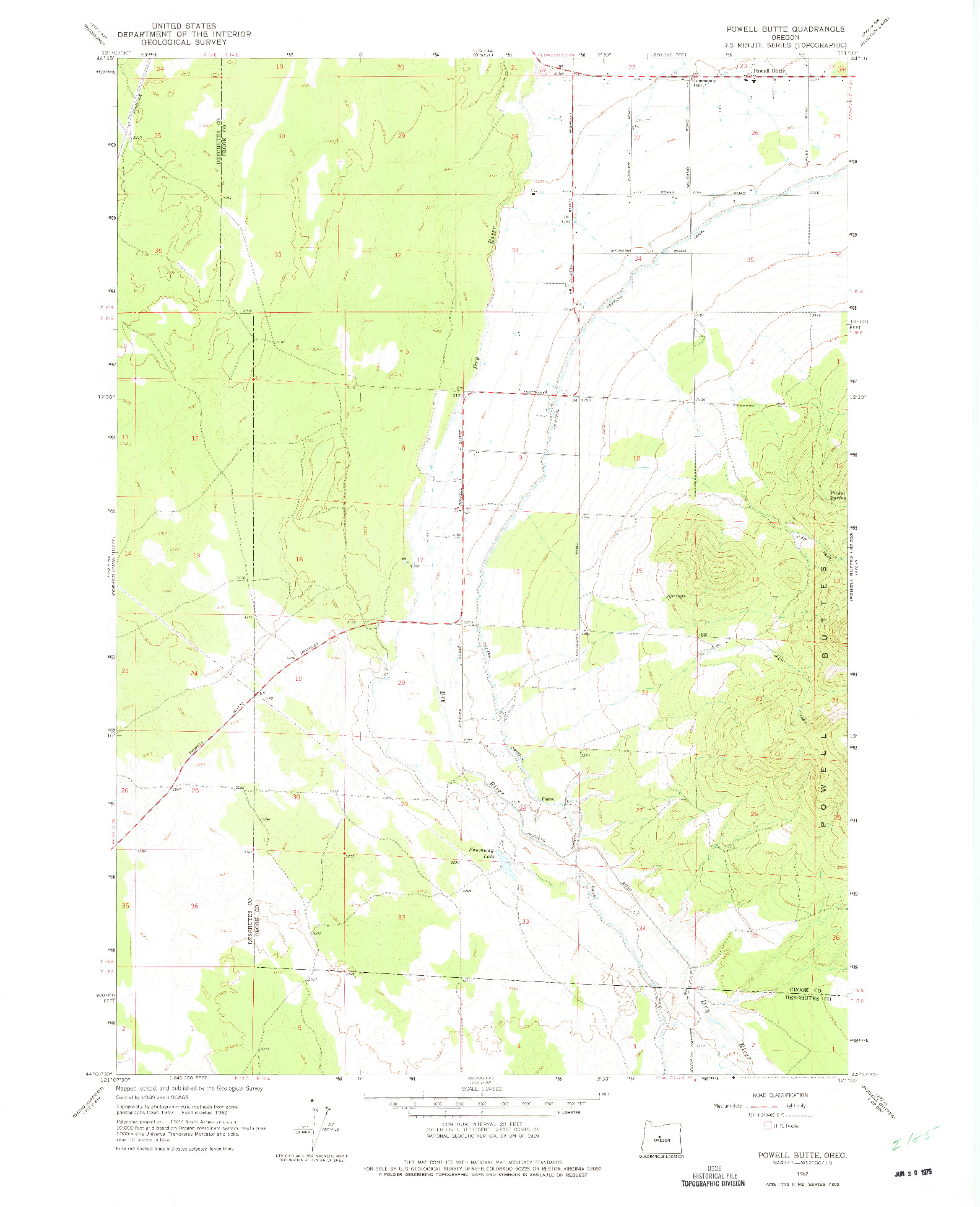 USGS 1:24000-SCALE QUADRANGLE FOR POWELL BUTTE, OR 1962