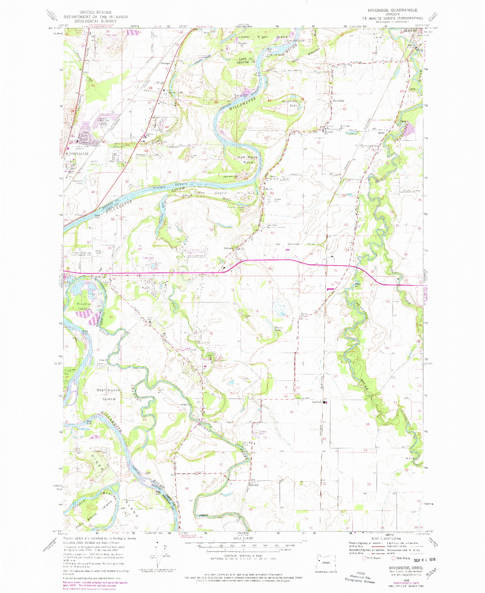 USGS 1:24000-SCALE QUADRANGLE FOR RIVERSIDE, OR 1969