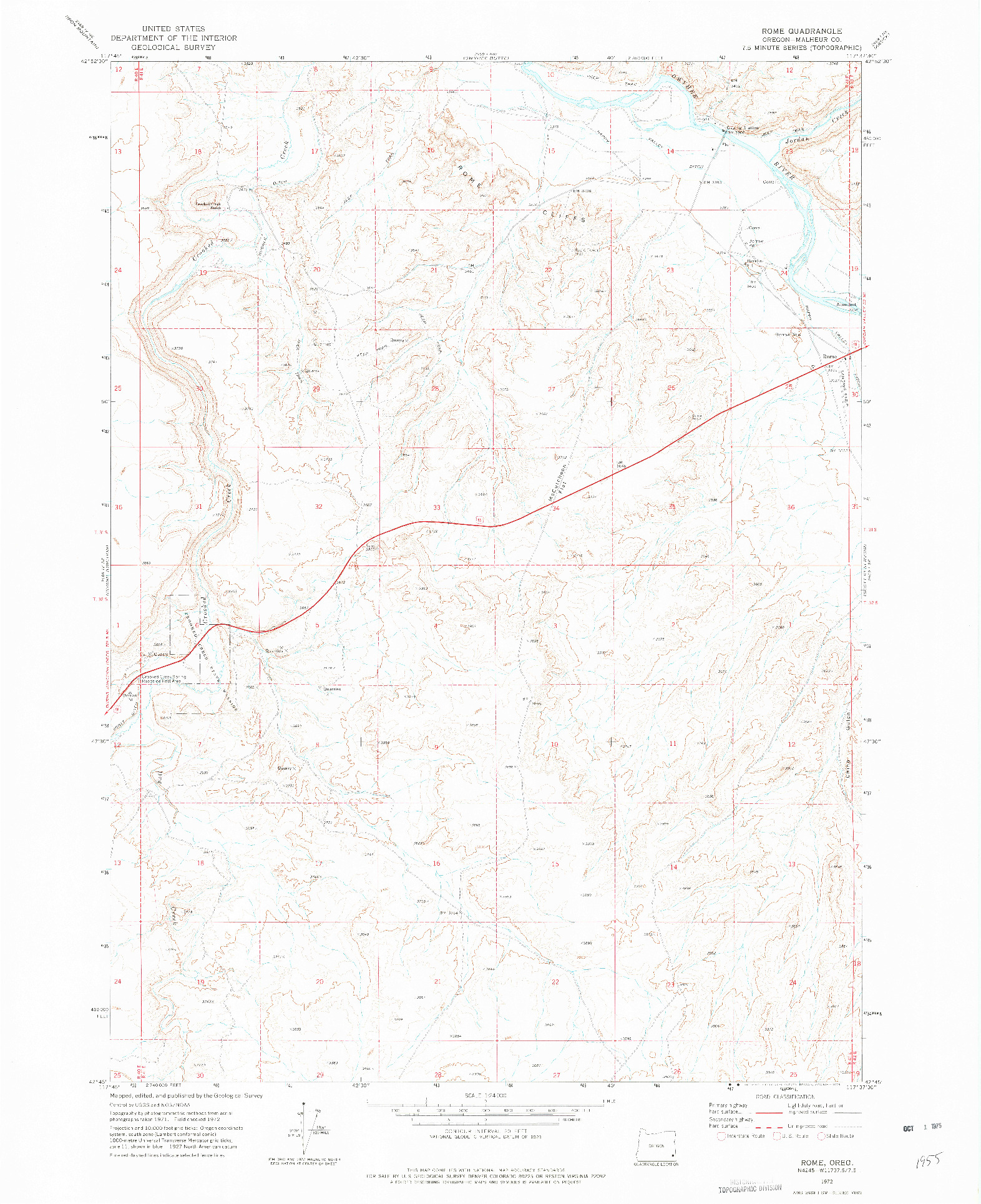 USGS 1:24000-SCALE QUADRANGLE FOR ROME, OR 1972