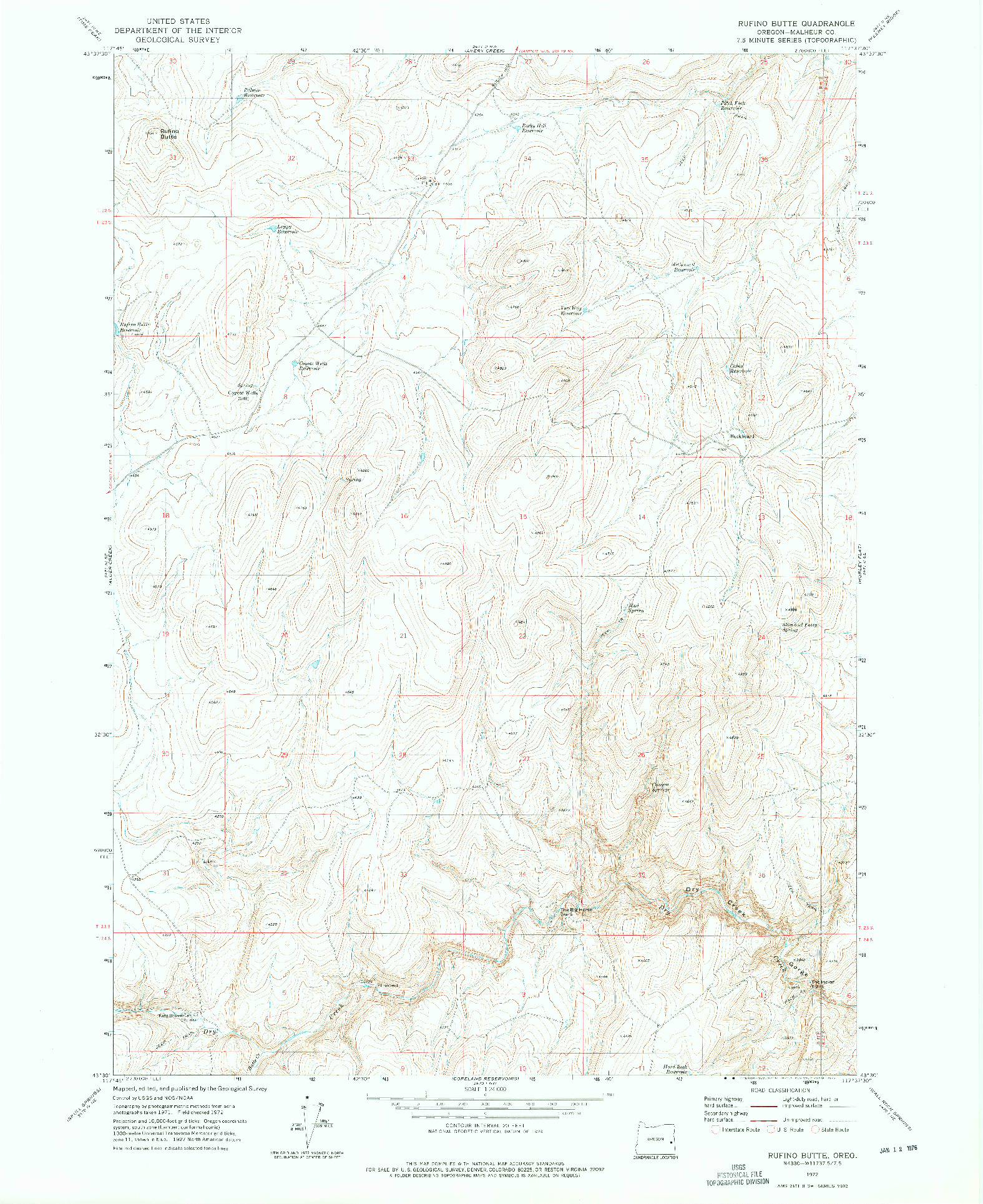 USGS 1:24000-SCALE QUADRANGLE FOR RUFINO BUTTE, OR 1972