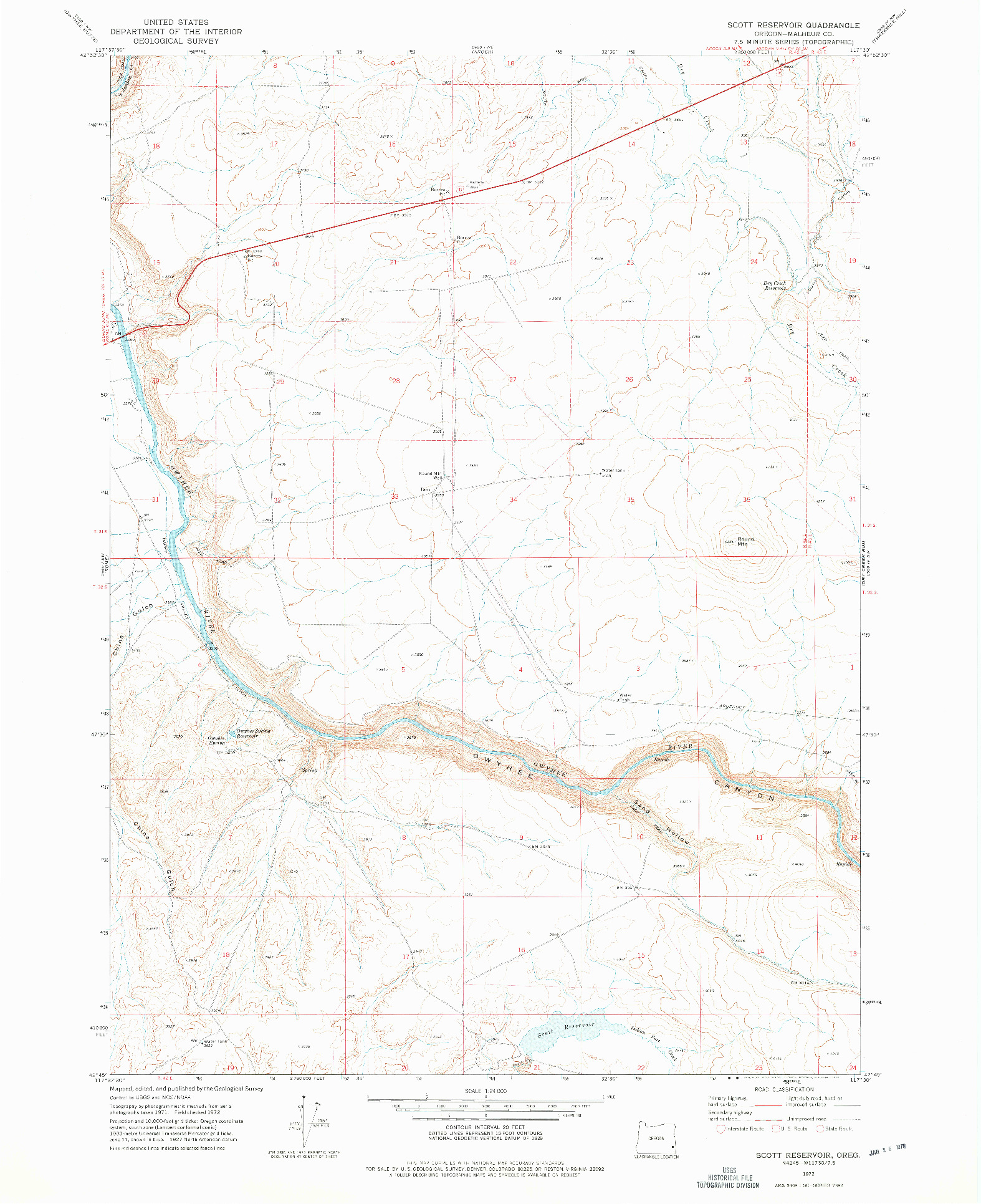 USGS 1:24000-SCALE QUADRANGLE FOR SCOTT RESERVOIR, OR 1972