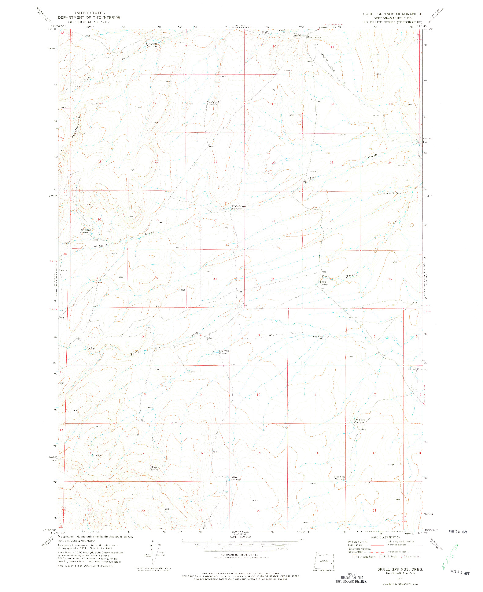 USGS 1:24000-SCALE QUADRANGLE FOR SKULL SPRINGS, OR 1972