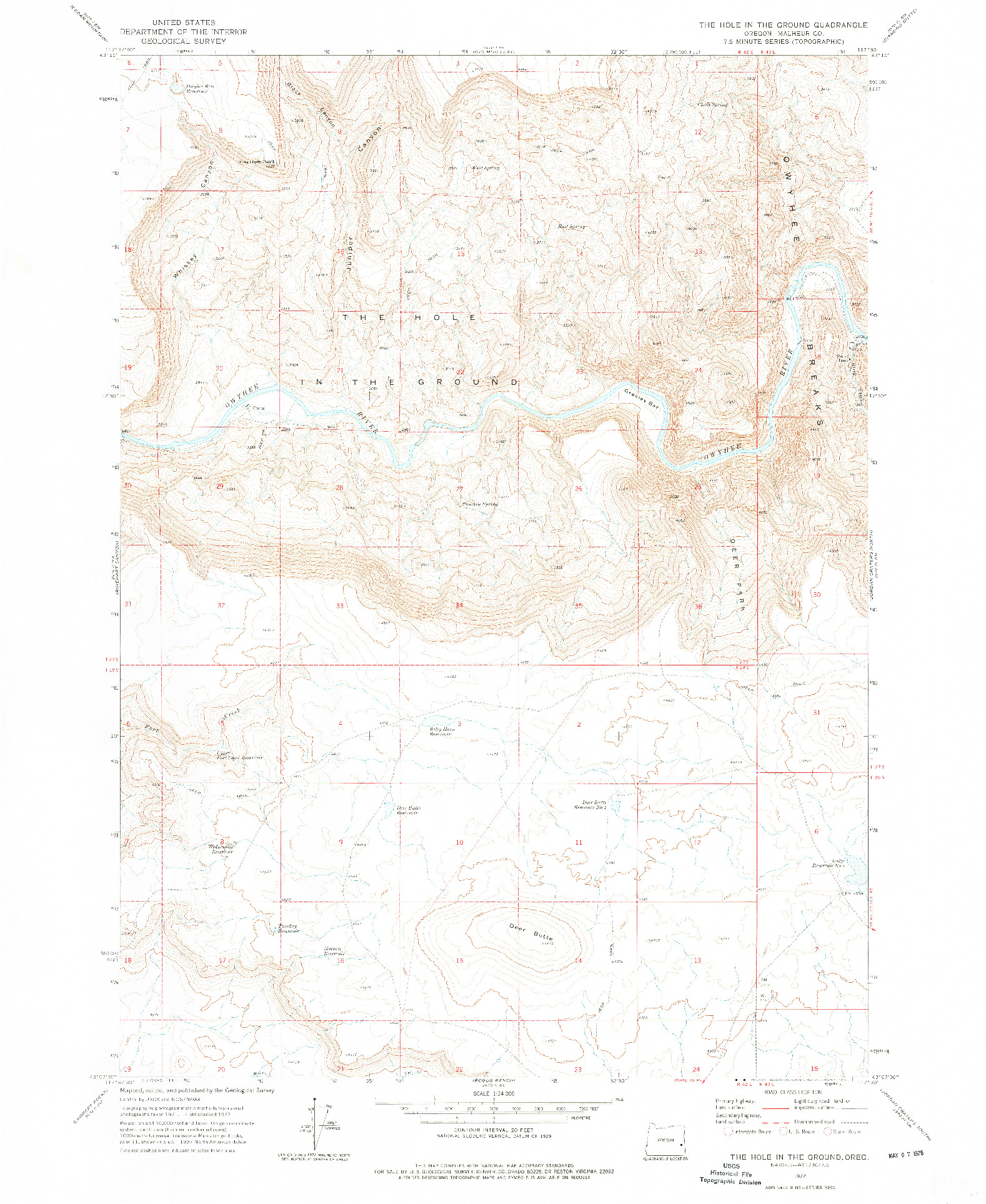 USGS 1:24000-SCALE QUADRANGLE FOR THE HOLE IN THE GROUND, OR 1972