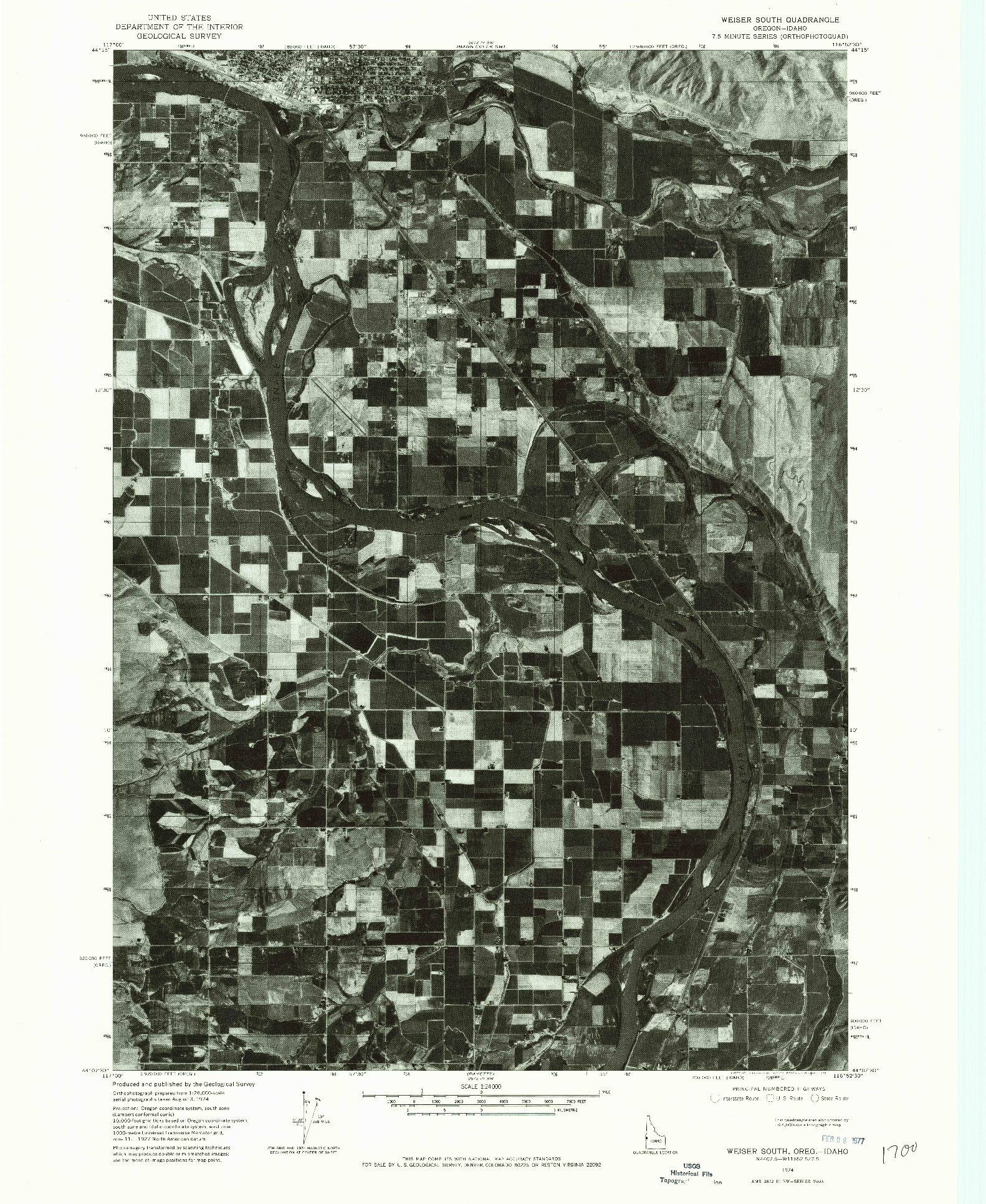 USGS 1:24000-SCALE QUADRANGLE FOR WEISER SOUTH, OR 1974