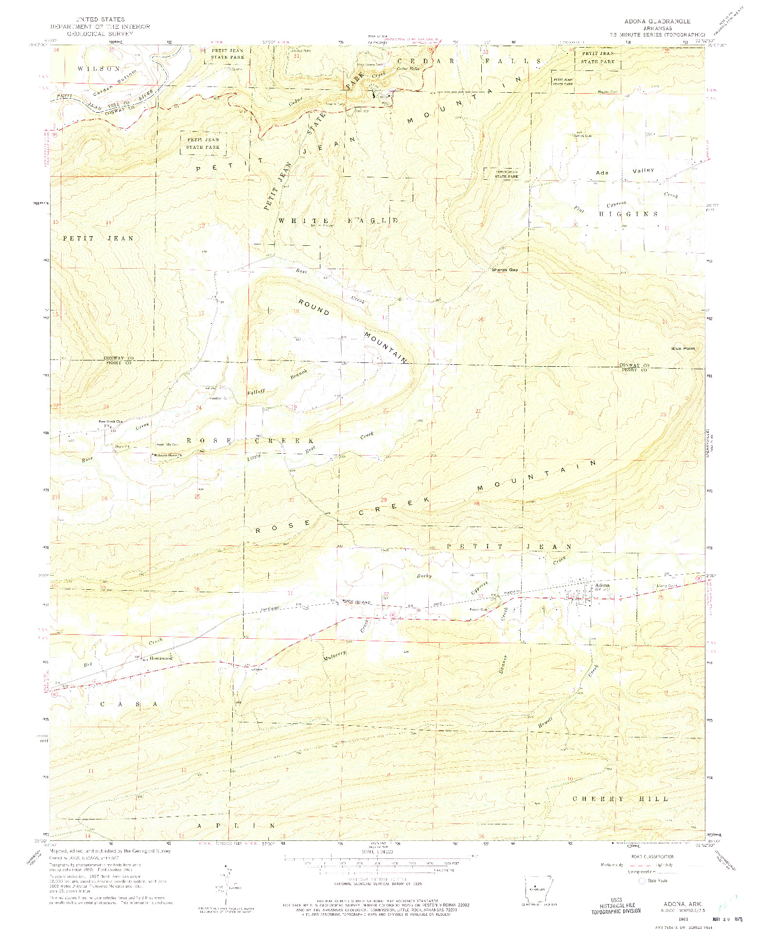 USGS 1:24000-SCALE QUADRANGLE FOR ADONA, AR 1961