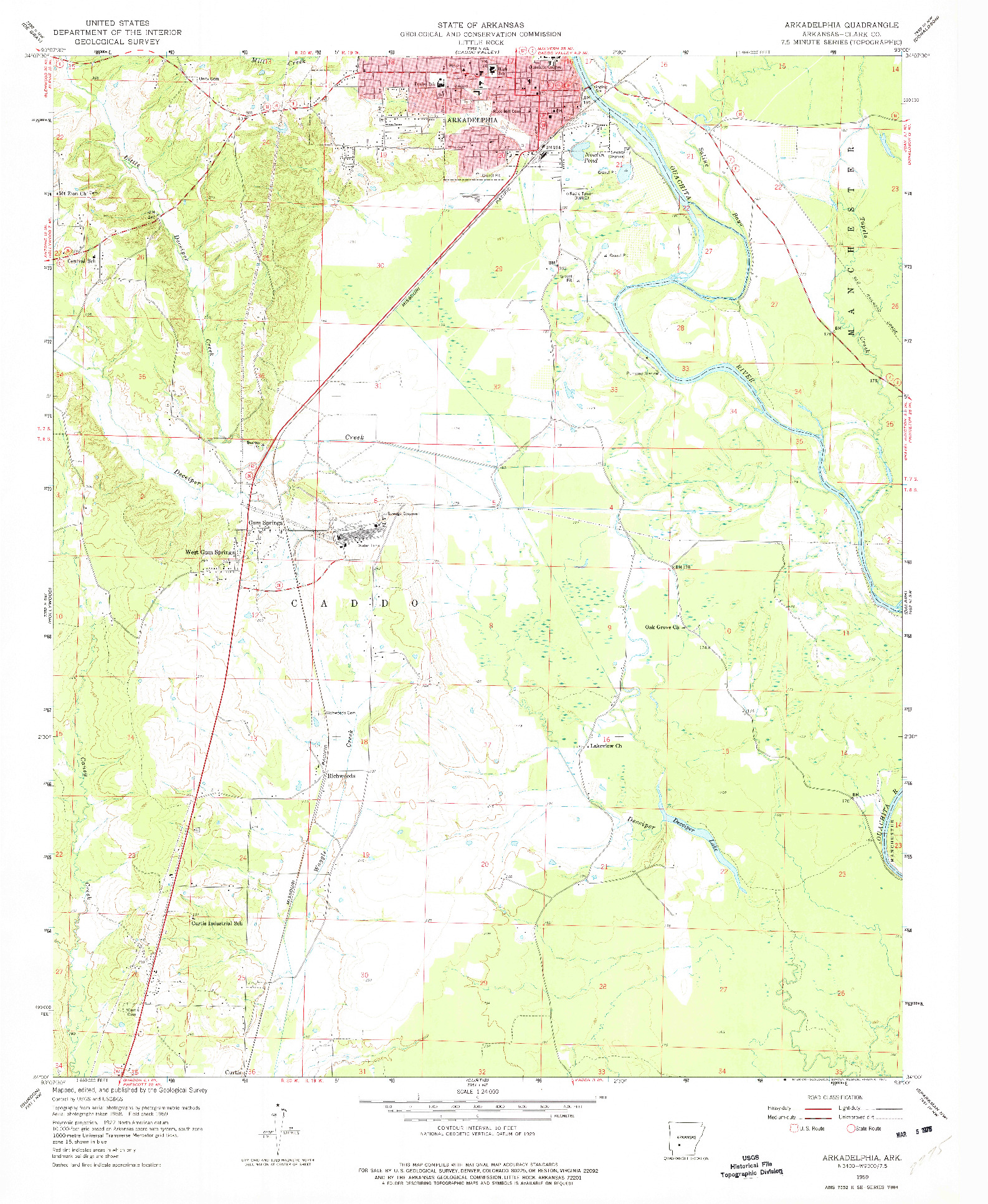 USGS 1:24000-SCALE QUADRANGLE FOR ARKADELPHIA, AR 1959