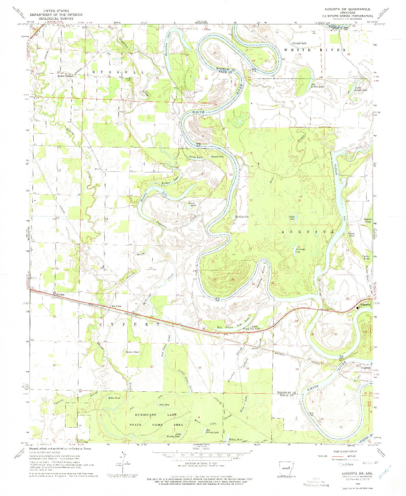 USGS 1:24000-SCALE QUADRANGLE FOR AUGUSTA SW, AR 1968