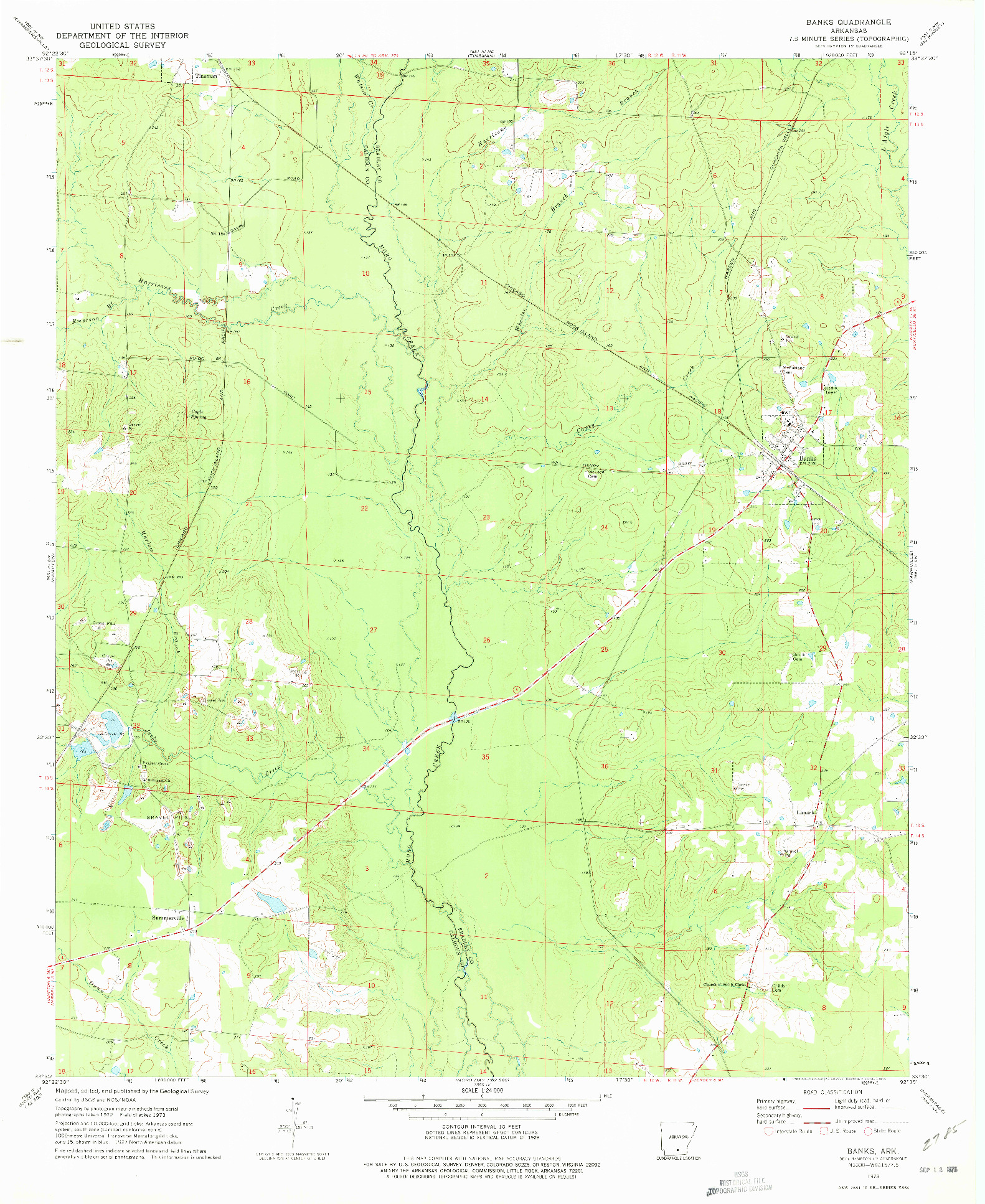 USGS 1:24000-SCALE QUADRANGLE FOR BANKS, AR 1973