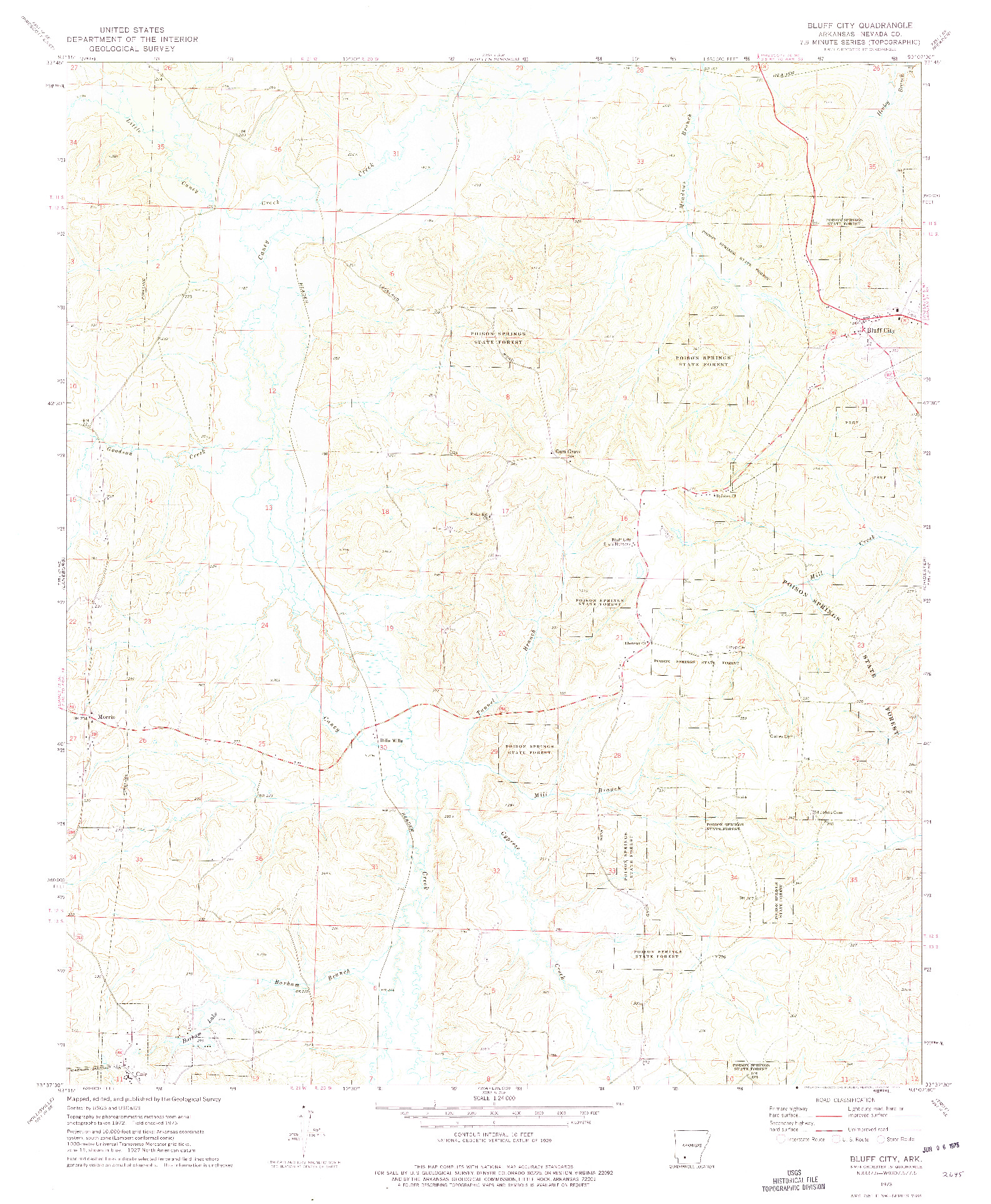USGS 1:24000-SCALE QUADRANGLE FOR BLUFF CITY, AR 1973