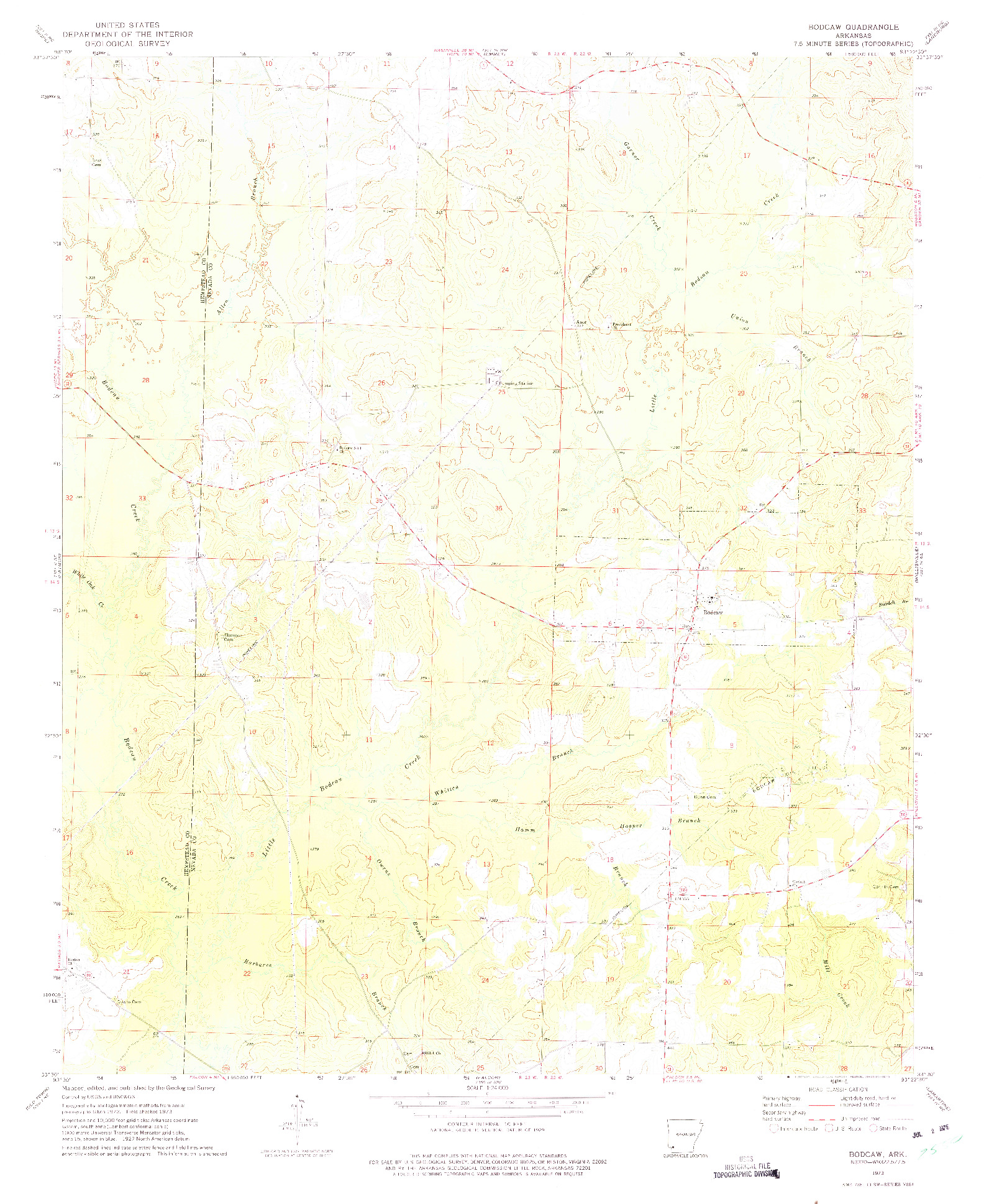 USGS 1:24000-SCALE QUADRANGLE FOR BODCAW, AR 1973